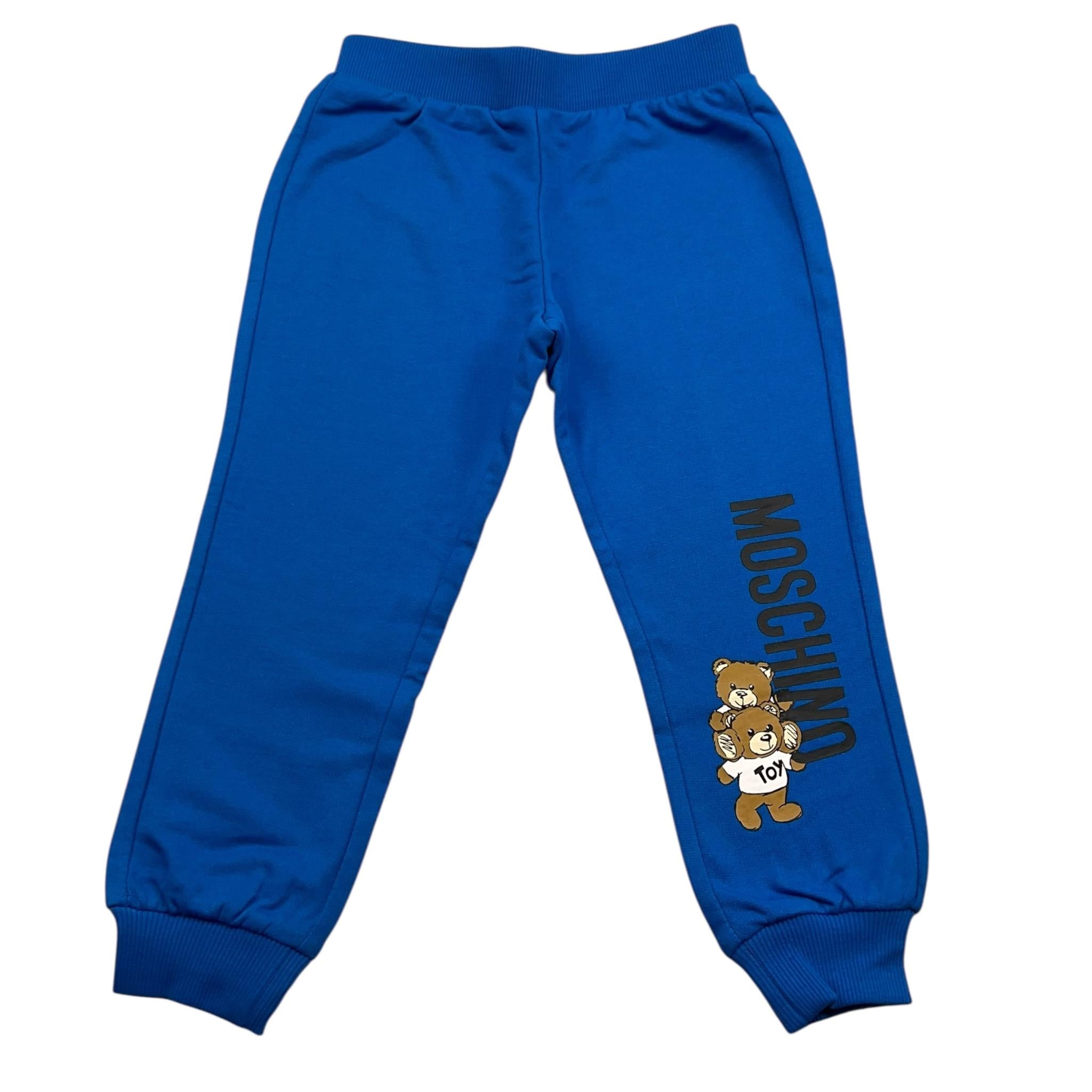 MOSCHINO pantalone tuta tinta unita con stampa in contrasto Blu per Neonato MUP056X BLU MOSCHINO 