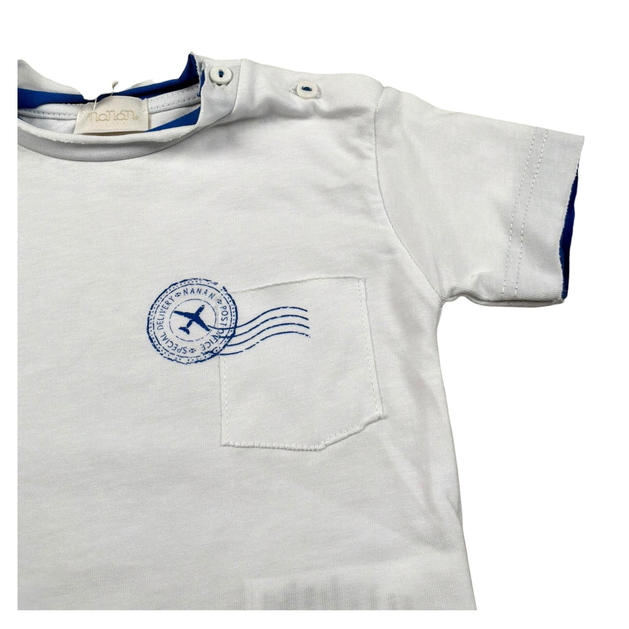 Nanan T-Shirt Girocollo Tinta Unita con Stampa per Neonato E2416512B BIANCO NANAN 