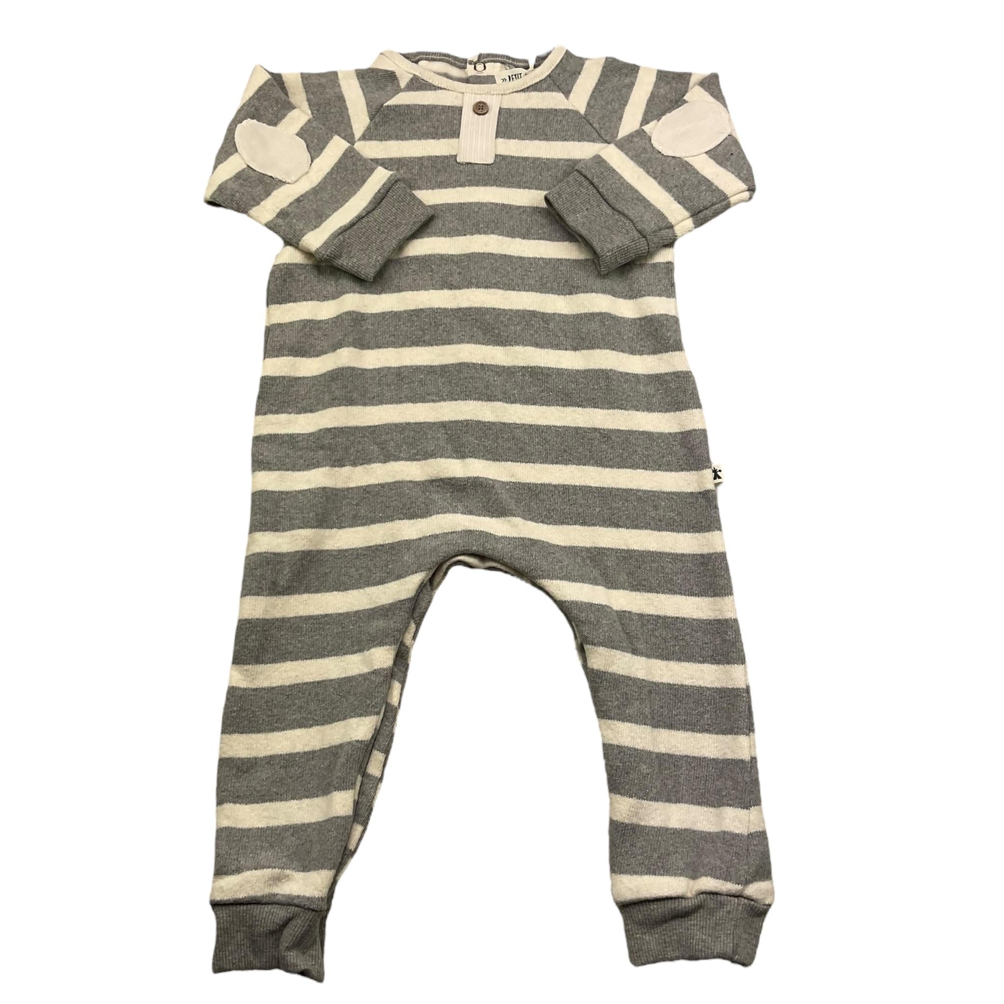 PETIT INDI tutina manica lunga fantasia a righe Panna/grigio per Neonato AW24B3405 PANNA/GRIGIO PETIT INDI 