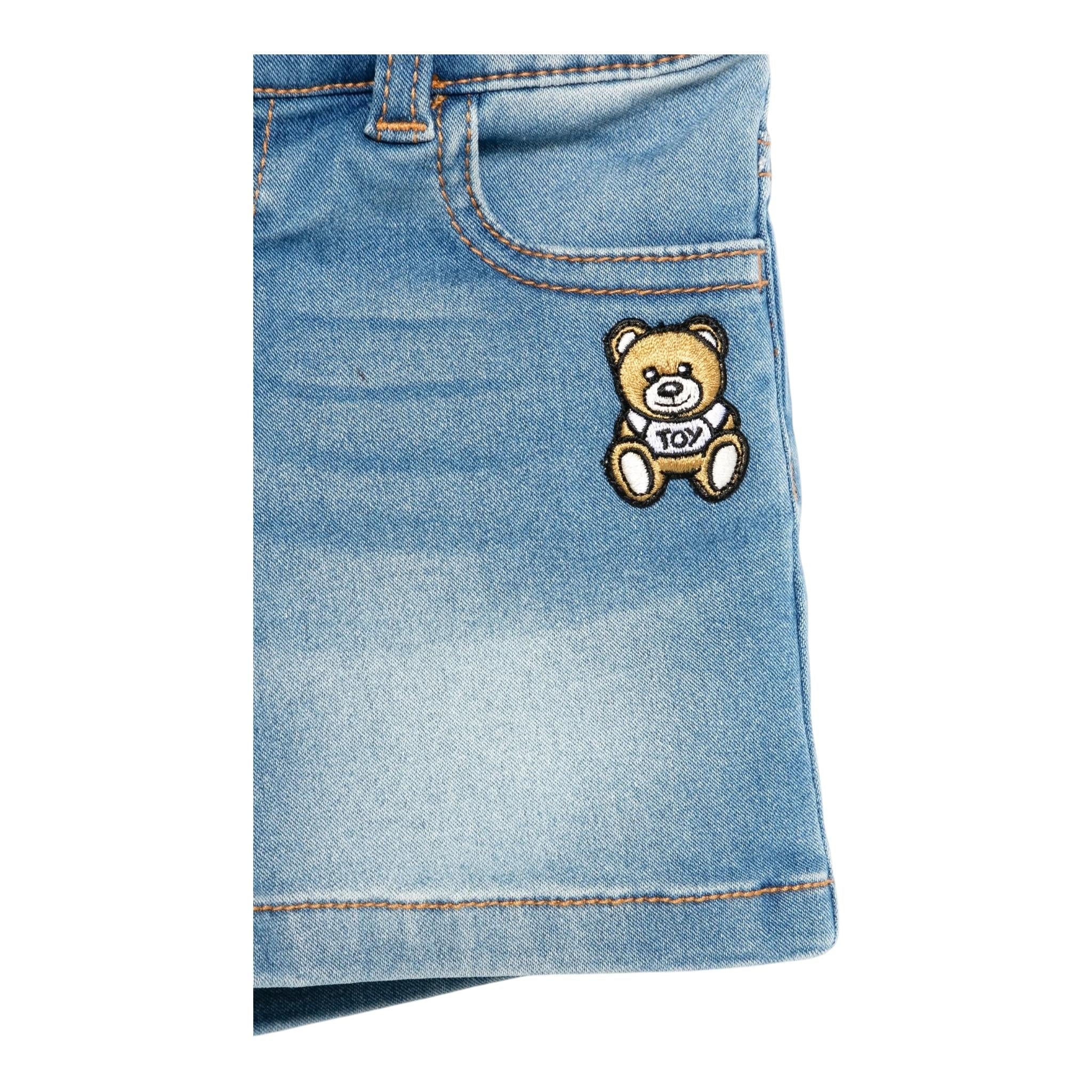 Moschino Bermuda Tinta Unita In Denim per Bambino MUQ01K AZZURRO MOSCHINO 