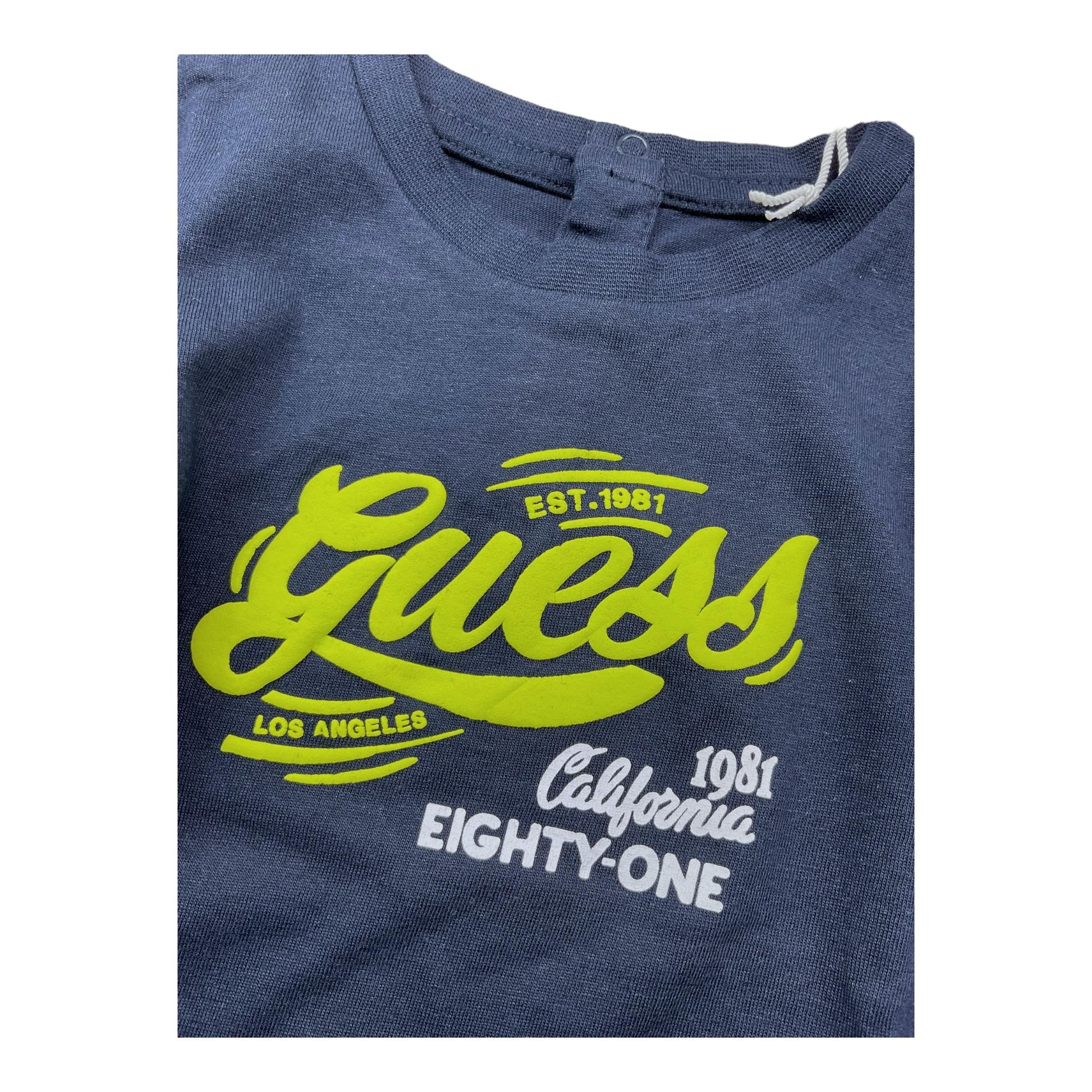 Guess Shirt Girocollo Tinta Unita con Logo per Neonato N5RI17K8HM4 BLU GUESS 
