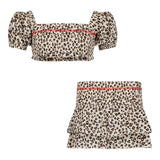 Monnalisa Completo 2 Pezzi Top-Gonna Fantasia Maculata per Bambina 19E087 BEIGE MONNALISA 