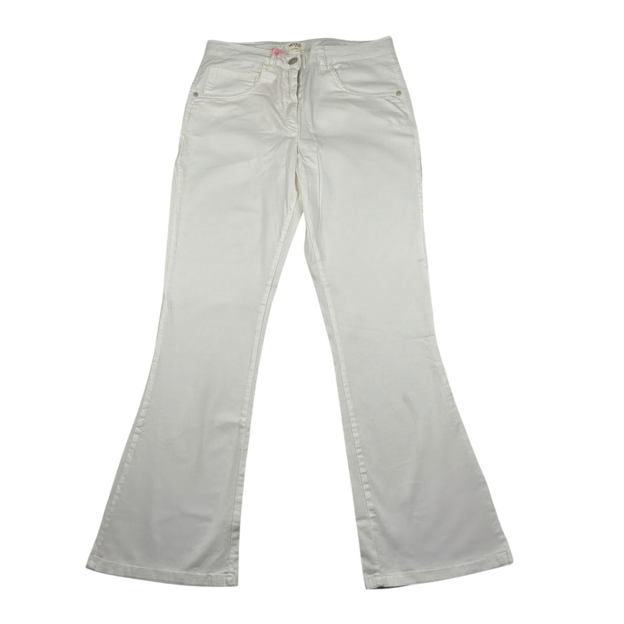 Vicolo Pantalone tinta unita Modello Zampa Panna per Bambina 3145P0814 PANNA VICOLO 
