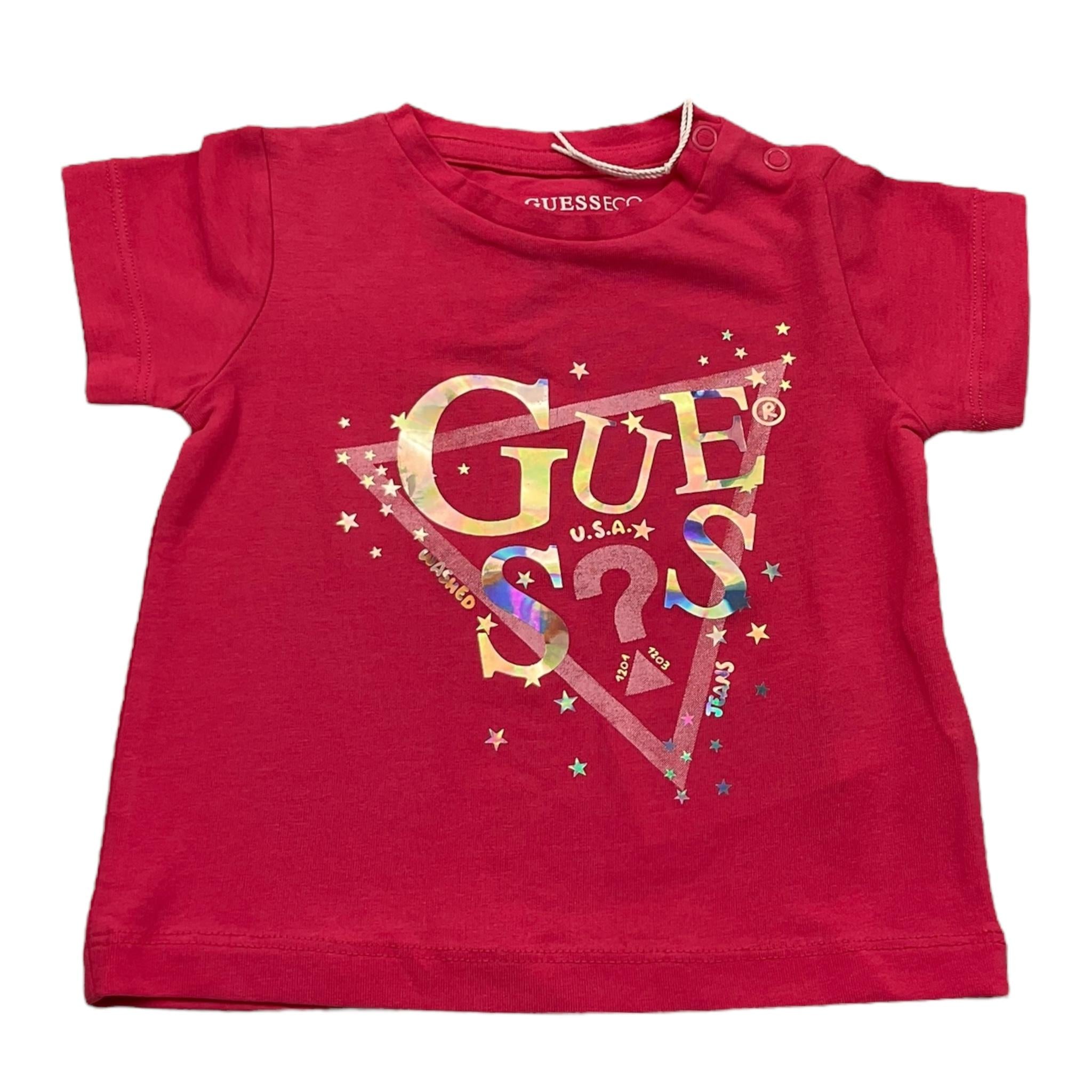Guess T-Shirt Girocollo Tinta Unita con Logo per Neonata K5RI00K6YW4X ROSA GUESS 