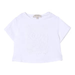 Twinset T-Shirt Girocollo Tinta Unita con Ricami per Bambina 251GJ2480X BIANCO TWINSET 