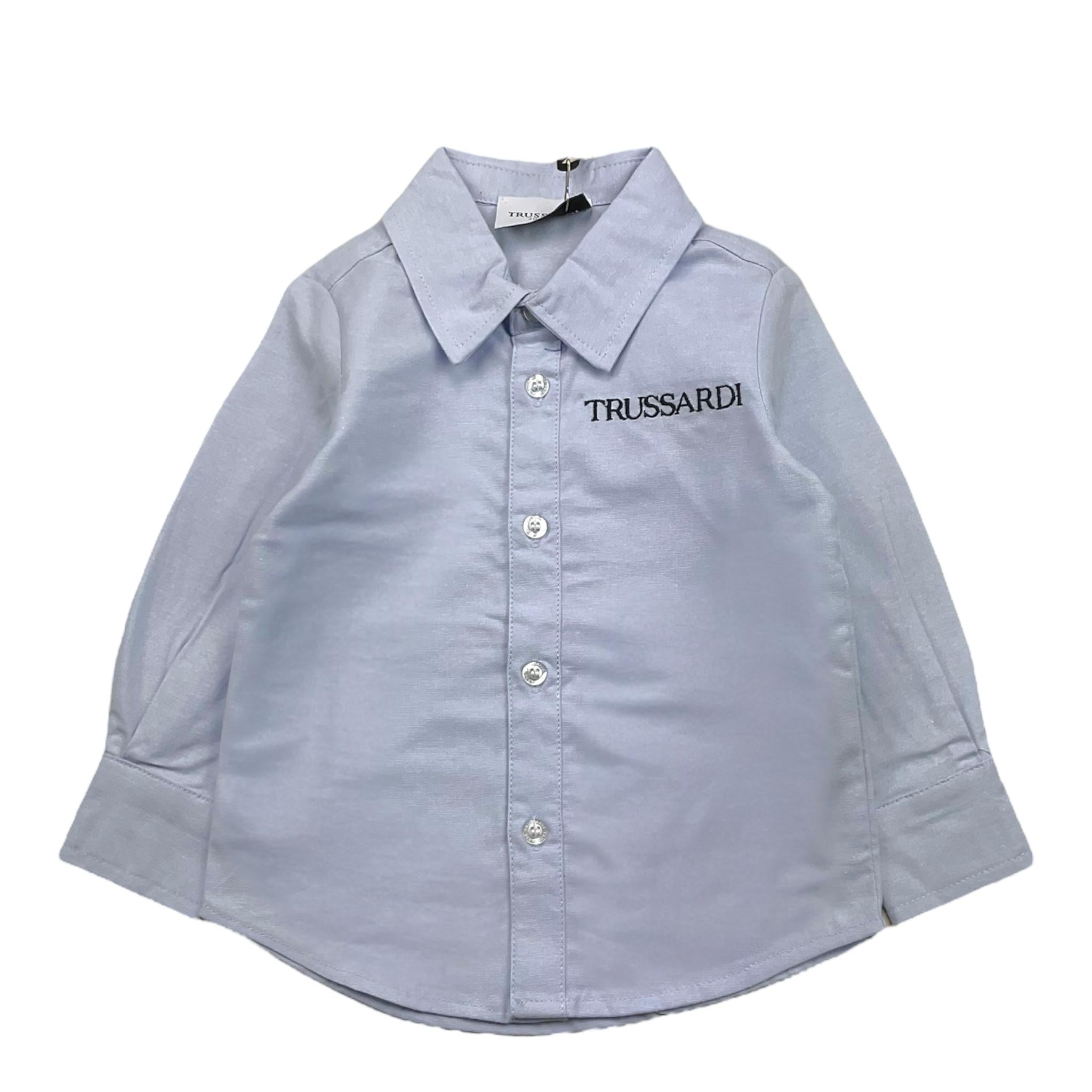 TRUSSARDI camicia manica lunga tinta unita con stampa Azzurro per Neonato TIA24066CAX AZZURRO TRUSSARDI 