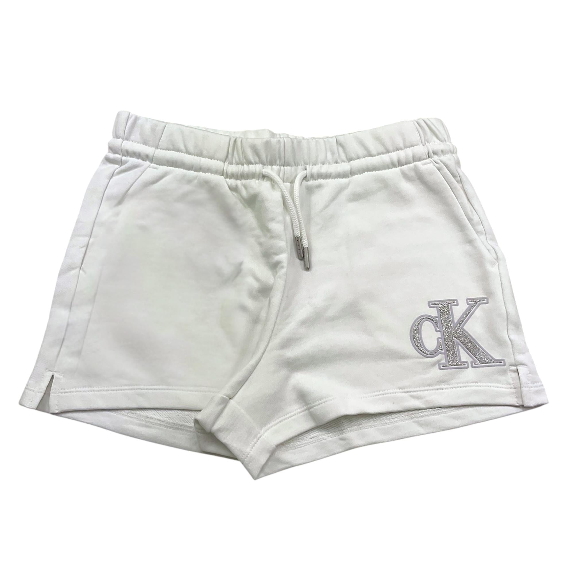 Calvin Klein Short Tinta Unita con Logo E Glitter per Bambina IG0IG02959 BIANCO CALVIN KLEIN 