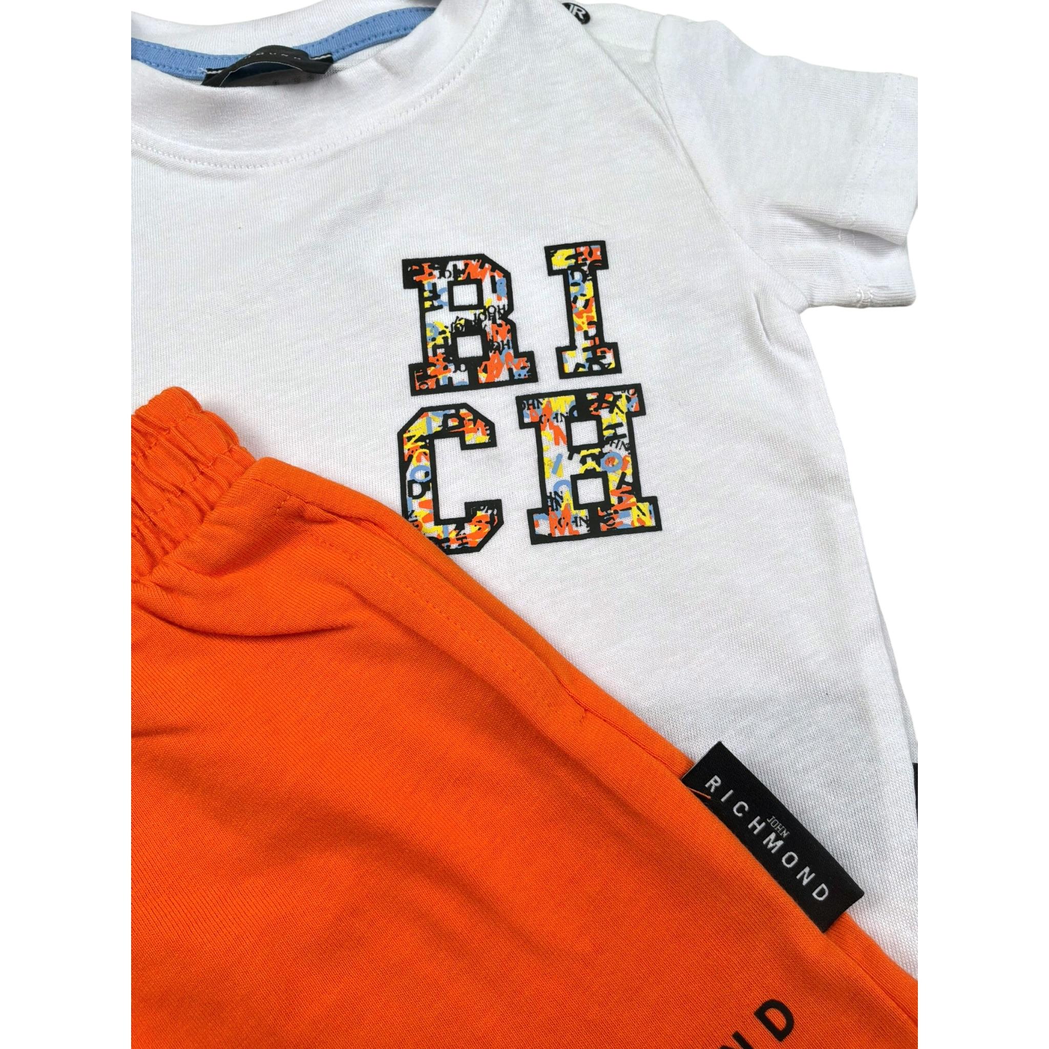 John Richmond Completo 2 Pezzi T-Shirt-Bermuda Bicolore per Neonata RIP25050CJX BIANCO/ARANCIONE JOHN RICHMOND 