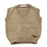 BARCELLINO gilet tinta unita con ricami Beige per Neonato 106518 BEIGE BARCELLINO 