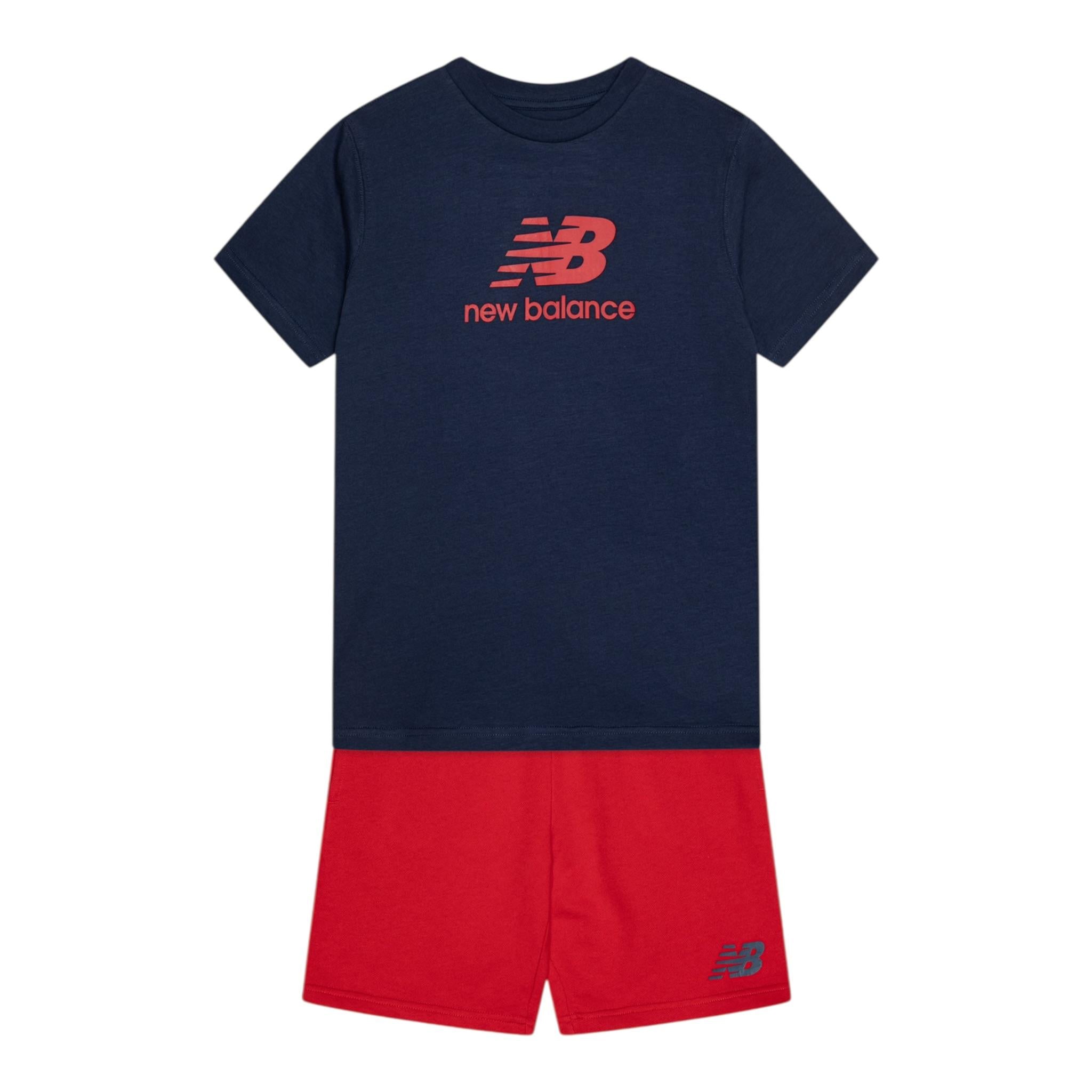 New Balance Completo 2 Pezzo T-Shirt-Bermuda Bicolore per Bambino LAKB0103X BLU/ROSSO NEW BALANCE 