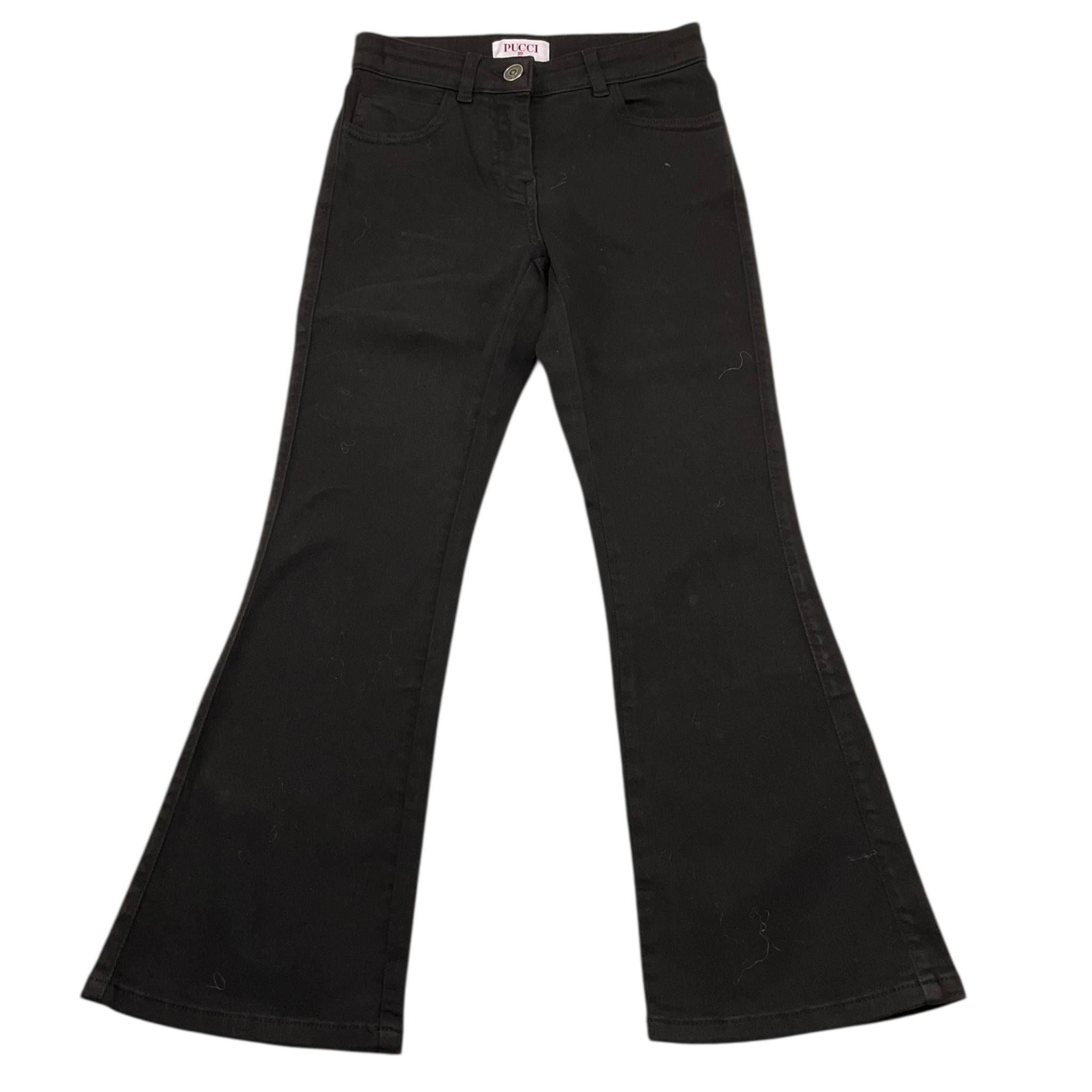 EMILIO PUCCI jeans tinta unita modello zampa Nero per Bambina PT6B10 NERO EMILIO PUCCI 
