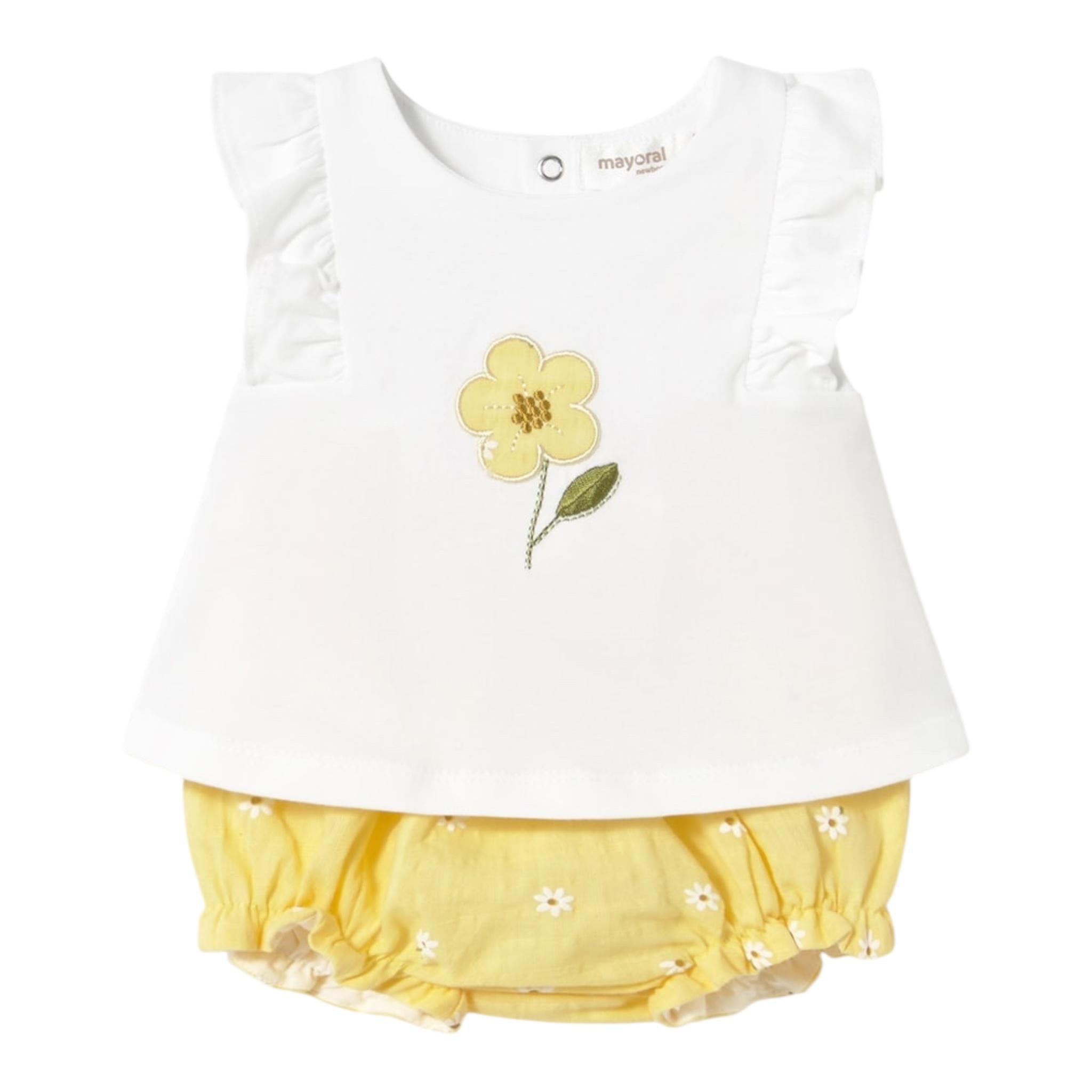 Mayoral Completo 2 Pezzi Canotta-Culotte per Neonata 1255 BIANCO/GIALLO MAYORAL 