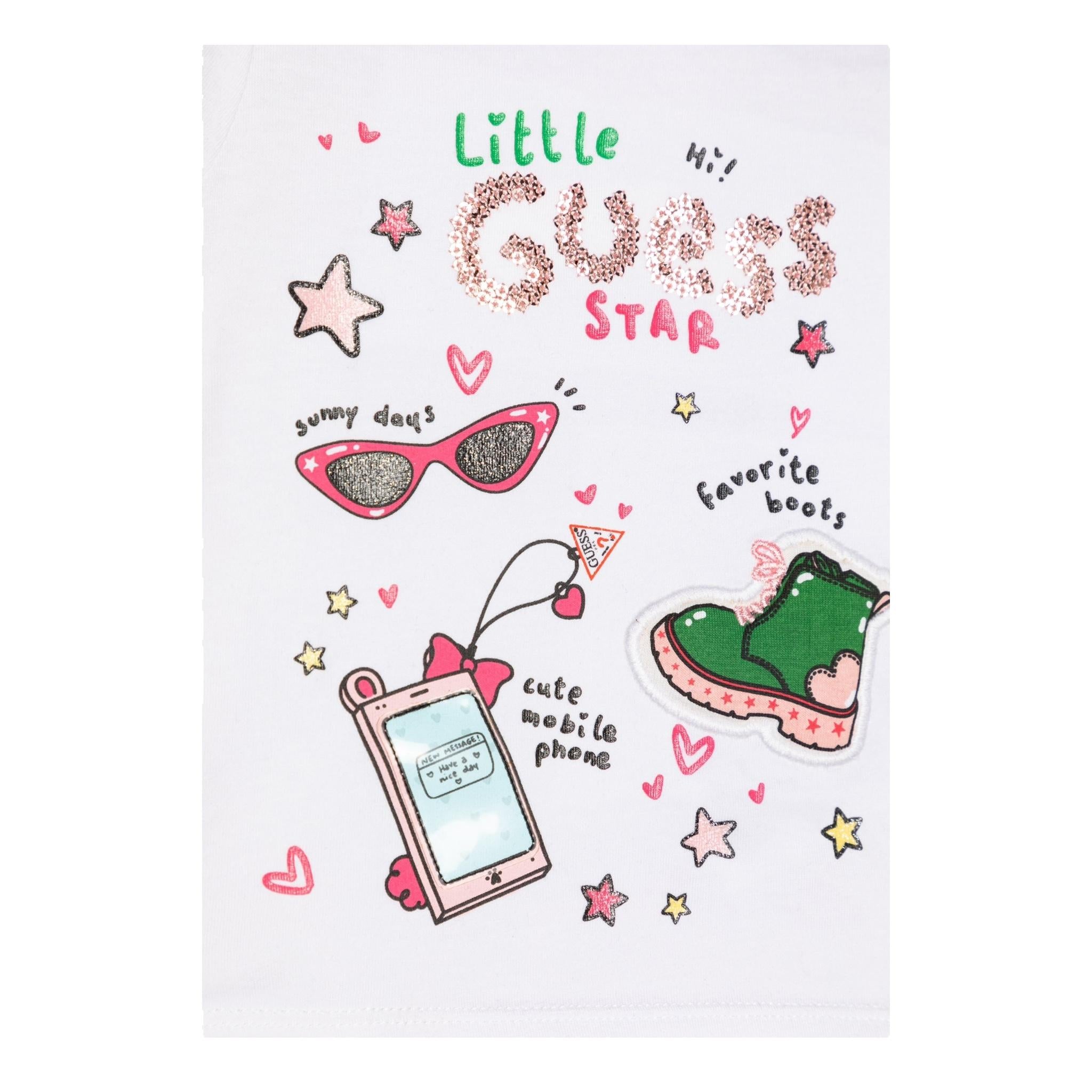 Guess T-Shirt Tinta Unita con Stampa per Neonata K5RI14K6YW4X BIANCO GUESS 