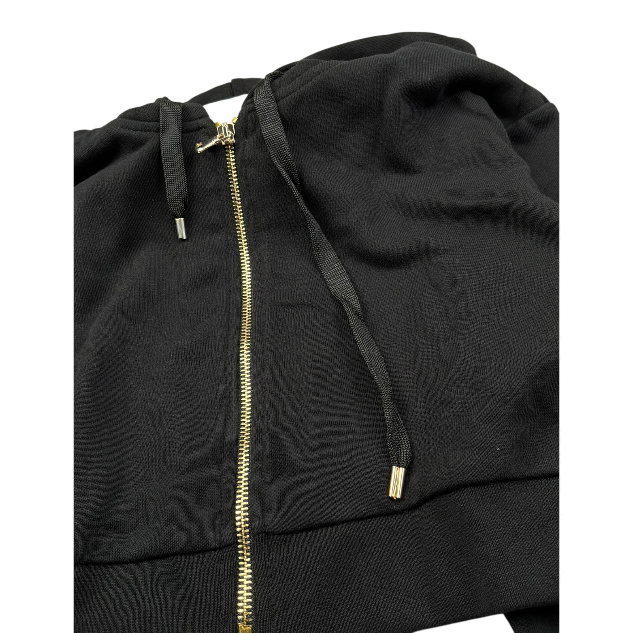 Lu Lu By Miss Grant Felpa Tinta Unita con Zip E Cappuccio per Bambina LL3149 NERO LU LU BY MISS GRANT 