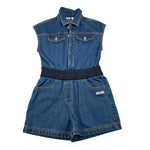 Moschino Tuta Intera Mezza Giromanica In Denim Tinta Unita per Bambina HDT00J BLU MOSCHINO 