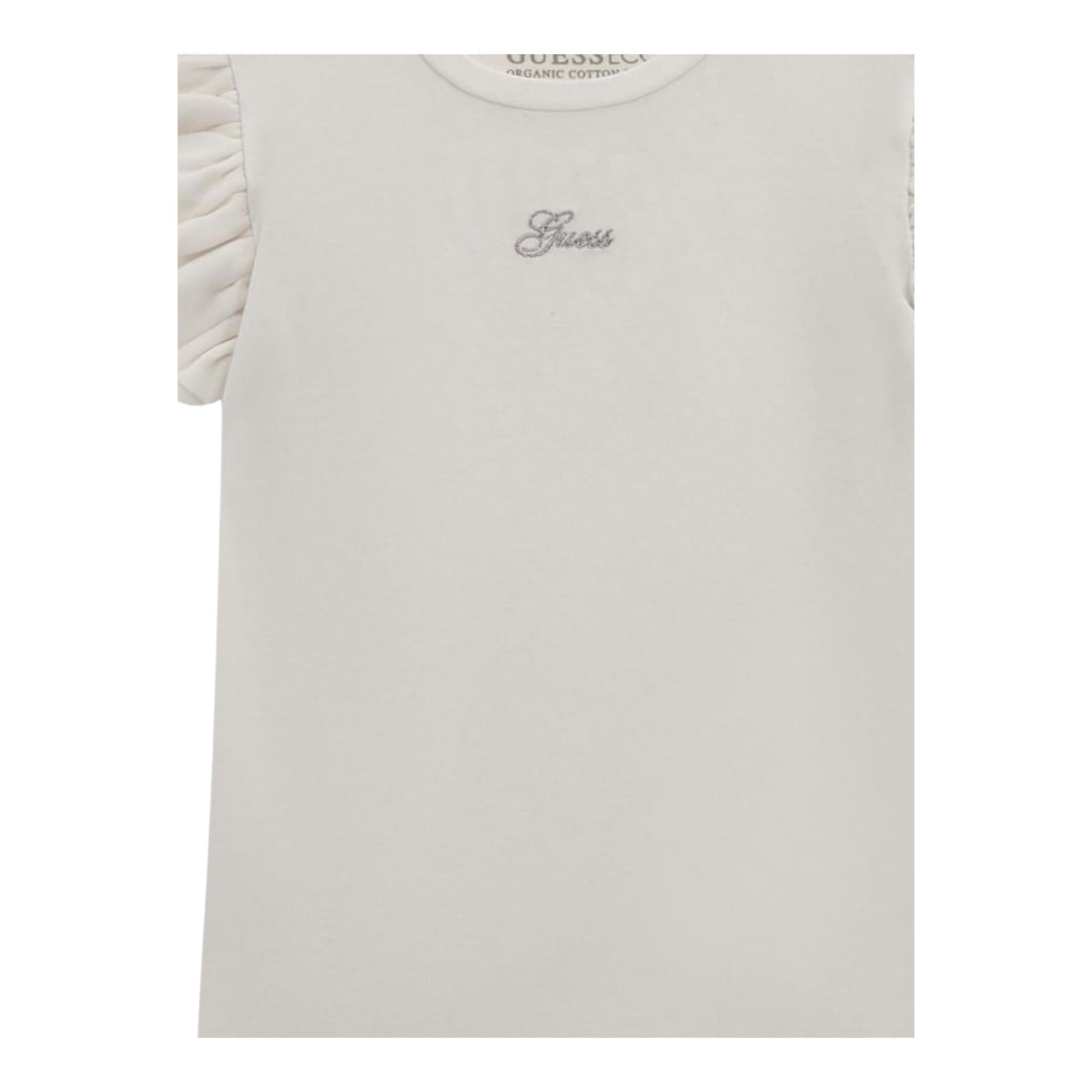 Guess T-Shirt Tinta Unita con Tulle per Bambina K5RI22K6YW4XJ BIANCO GUESS 