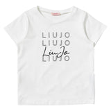 Liu Jo T-Shirt Girocollo Tinta Unita con Logo per Bambina G3099 BIANCO LIU JO 