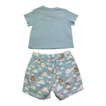 Moschino Completo 2 Pezzi T-Shirt-Short Tinta Unita con Stampa per Neonata MUG01Q AZZURRO MOSCHINO 