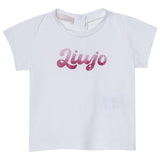Liu Jo T-Shirt Girocollo Tinta Unita con Brillantini per Neonata HA5037X BIANCO LIU JO 