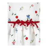 Monnalisa Abito Tinta Unita con Cintura E Fantasia Fiori per Bambina 71E909 BIANCO MONNALISA 