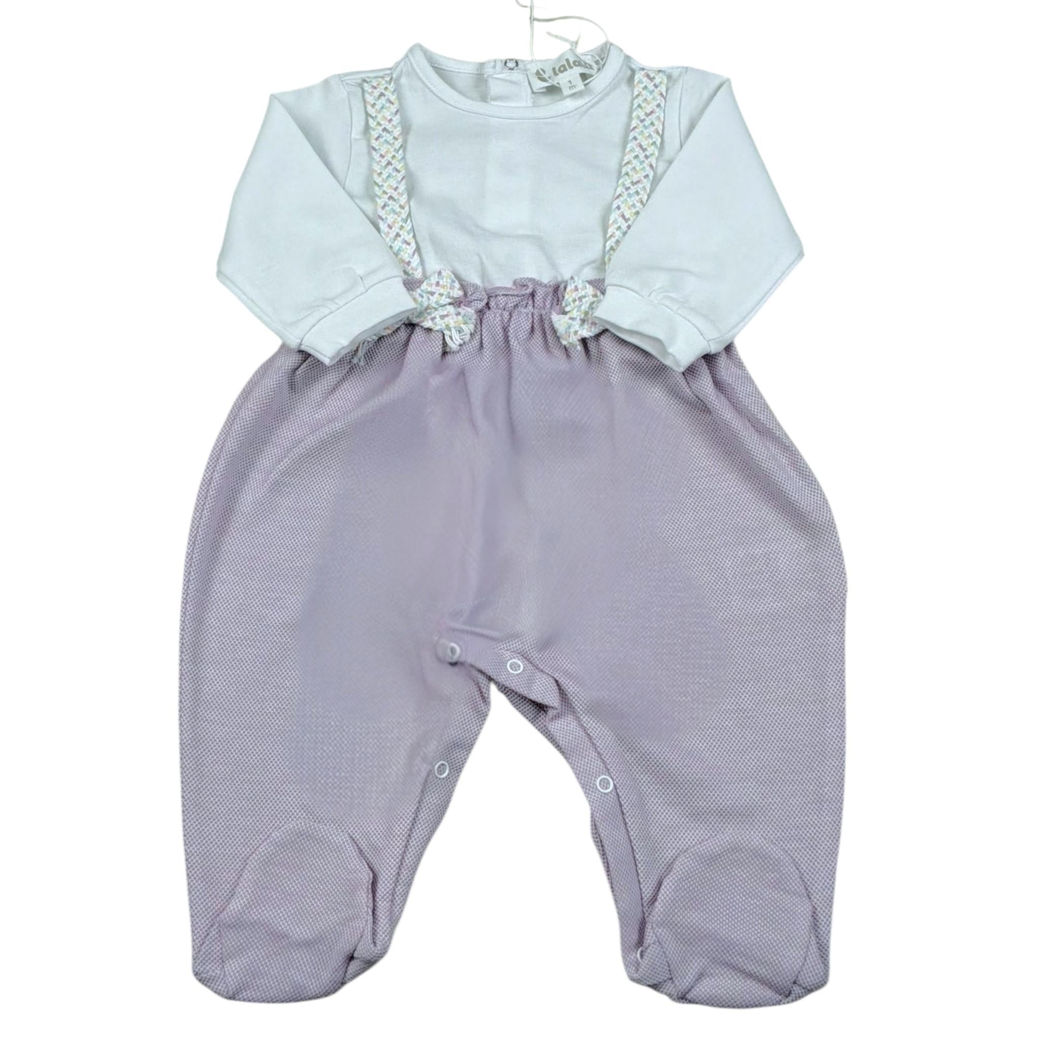 Lalalu' Tutina Bicolore con Applicazione Fiocco per Neonata TJL13P BIANCO/ROSA LALALU' 