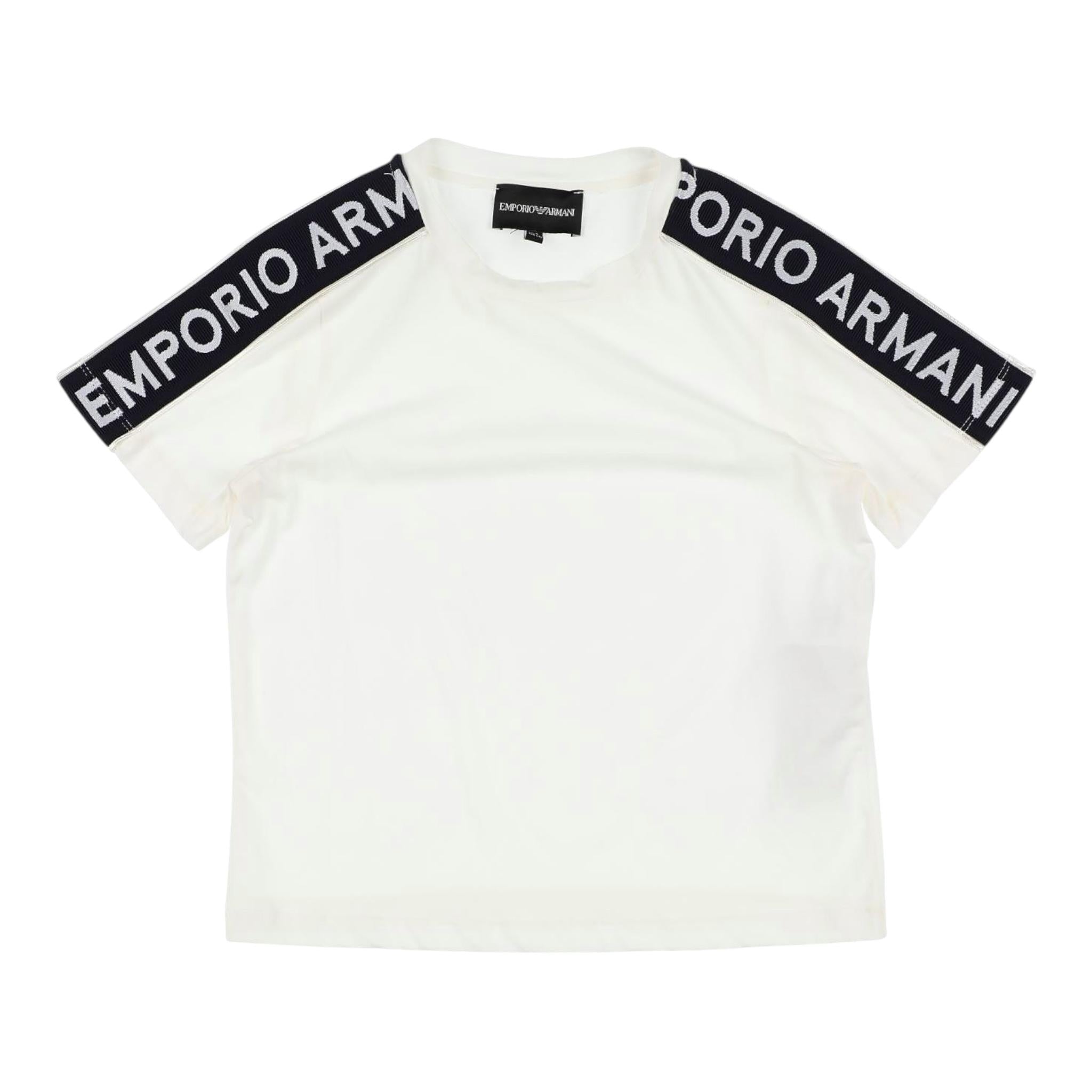 Emporio Armani T-Shirt Girocollo Tinta Unita con Maniche Logate per Bambino 3R4TJH BIANCO EMPORIO ARMANI 