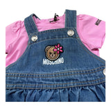 Moschino Completo 2 Pezzi Salopette-T-Shirts per Neonata MDG01Q ROSA MOSCHINO 