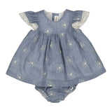 Mayoral Set Abito-Coulotte Tinta Unita con Ricami per Neonata 1848 AZZURRO MAYORAL 