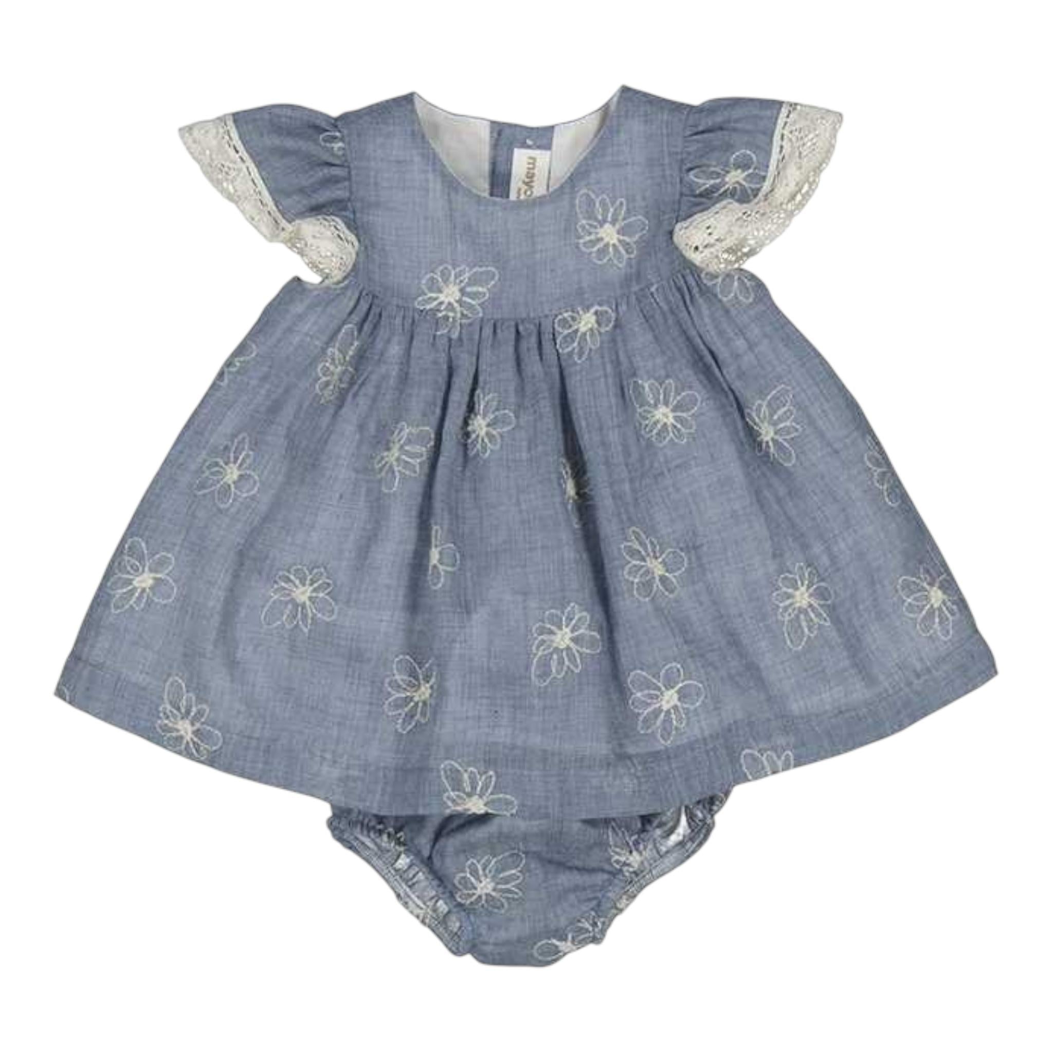 Mayoral Set Abito-Coulotte Tinta Unita con Ricami per Neonata 1848 AZZURRO MAYORAL 