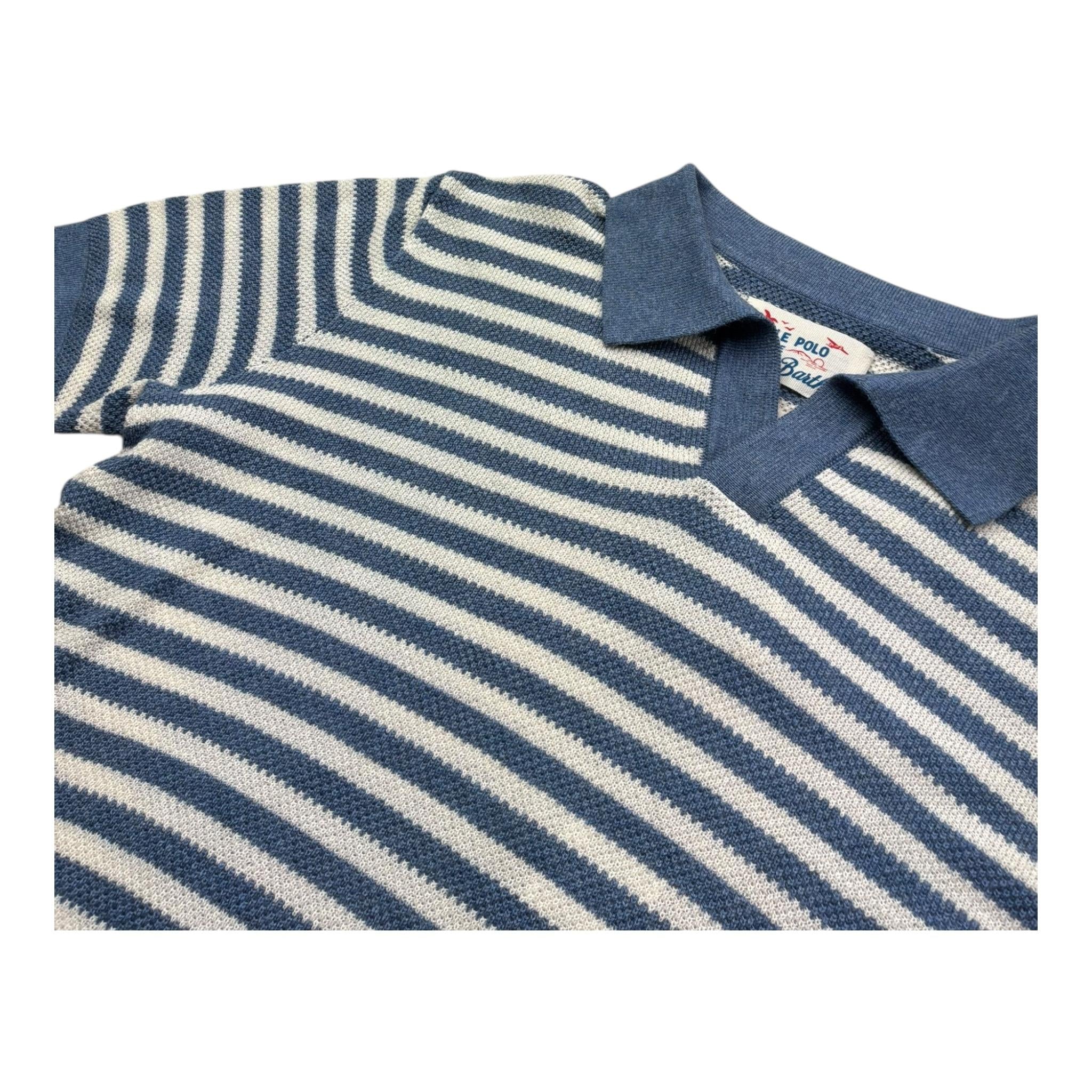 Saint Barth Polo Bicolore con Fantasia A Righe per Bambino 00009L BIANCO/BLU SAINT BARTH 