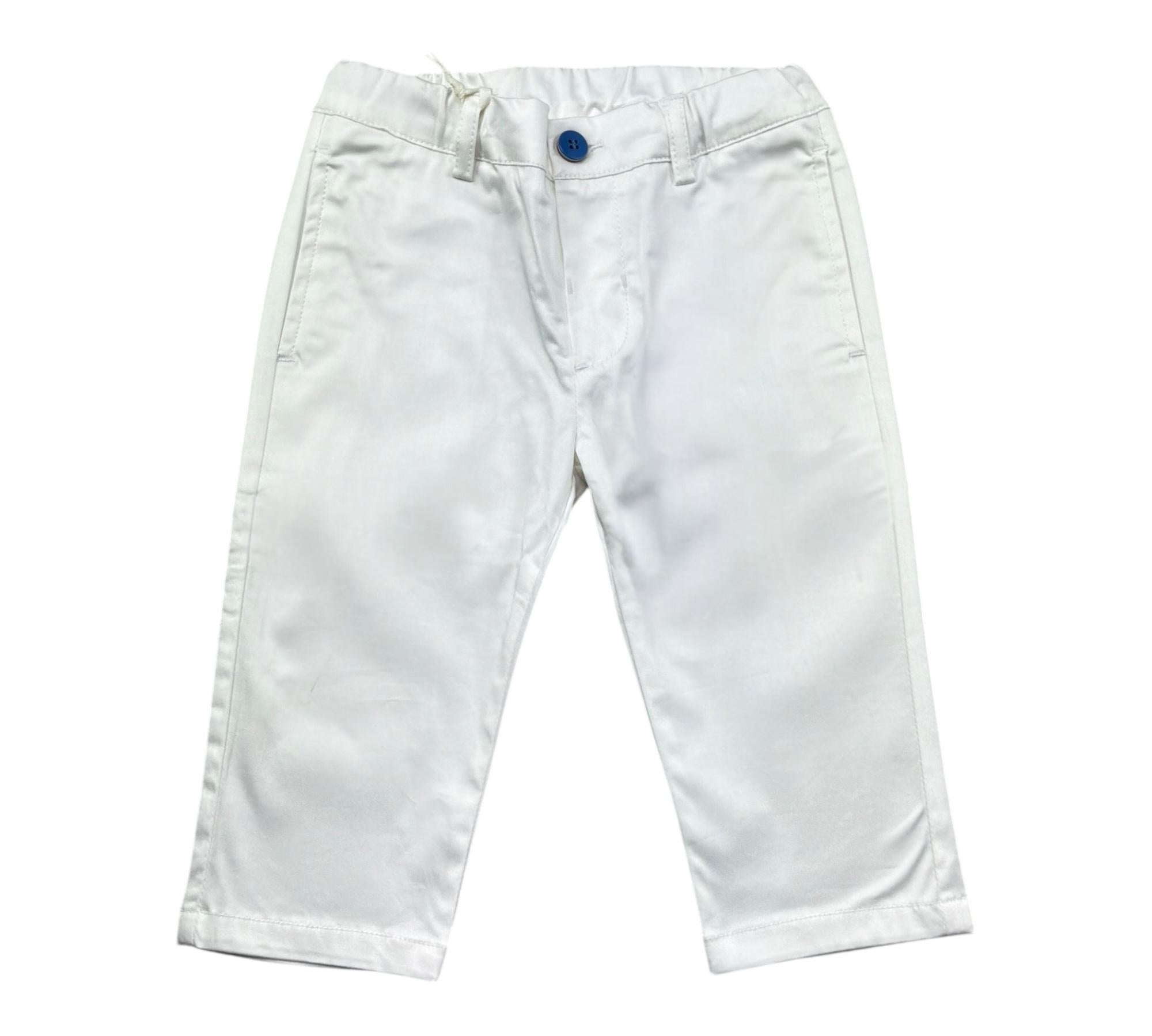 Minibanda Pantalone Tinta Unita con Elastico In Vita per Neonato 3B616 BIANCO MINIBANDA 