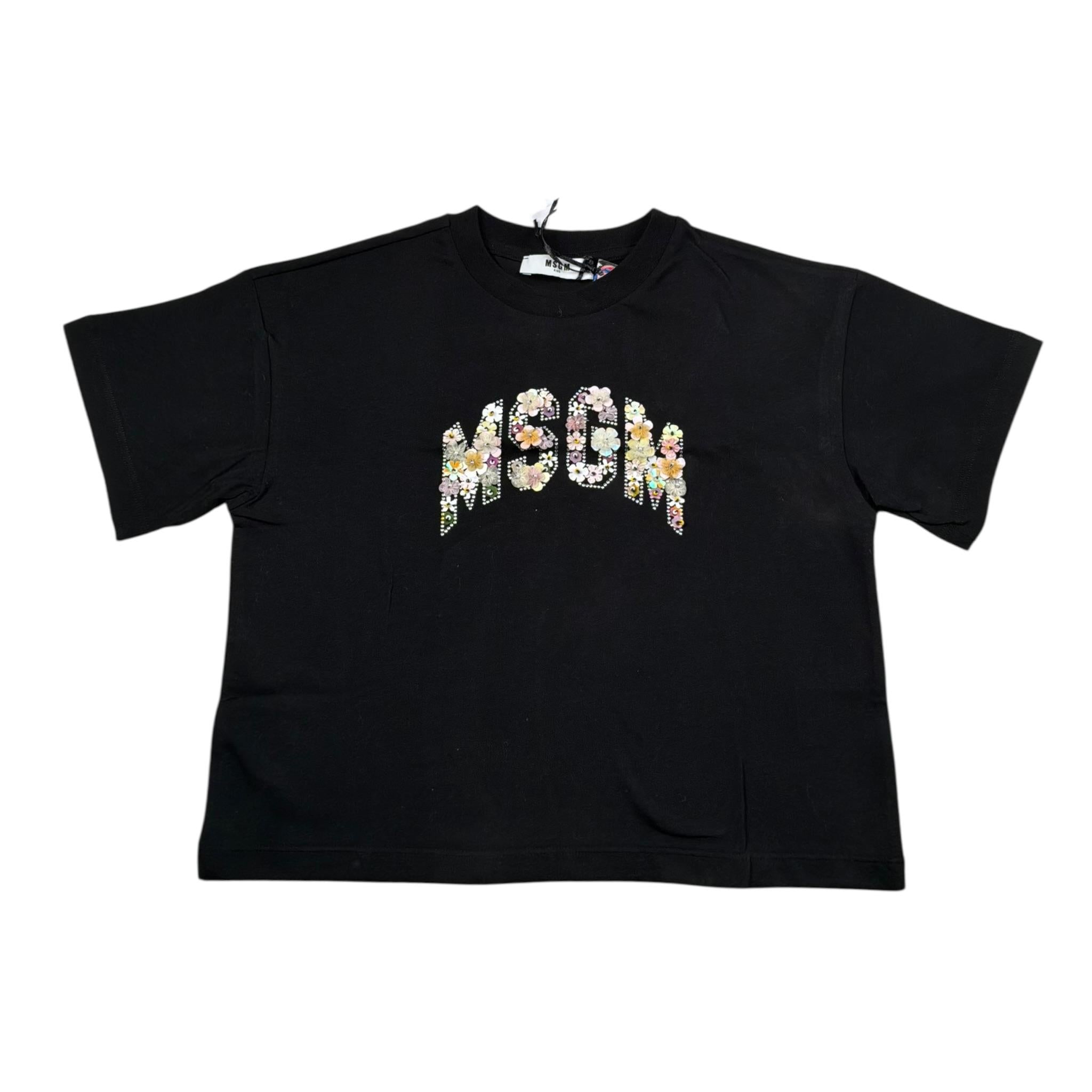 Msgm T-Shirt Girocollo Tinta Unita con Stampa per Bambina S5MSJGTH105 NERO MSGM 