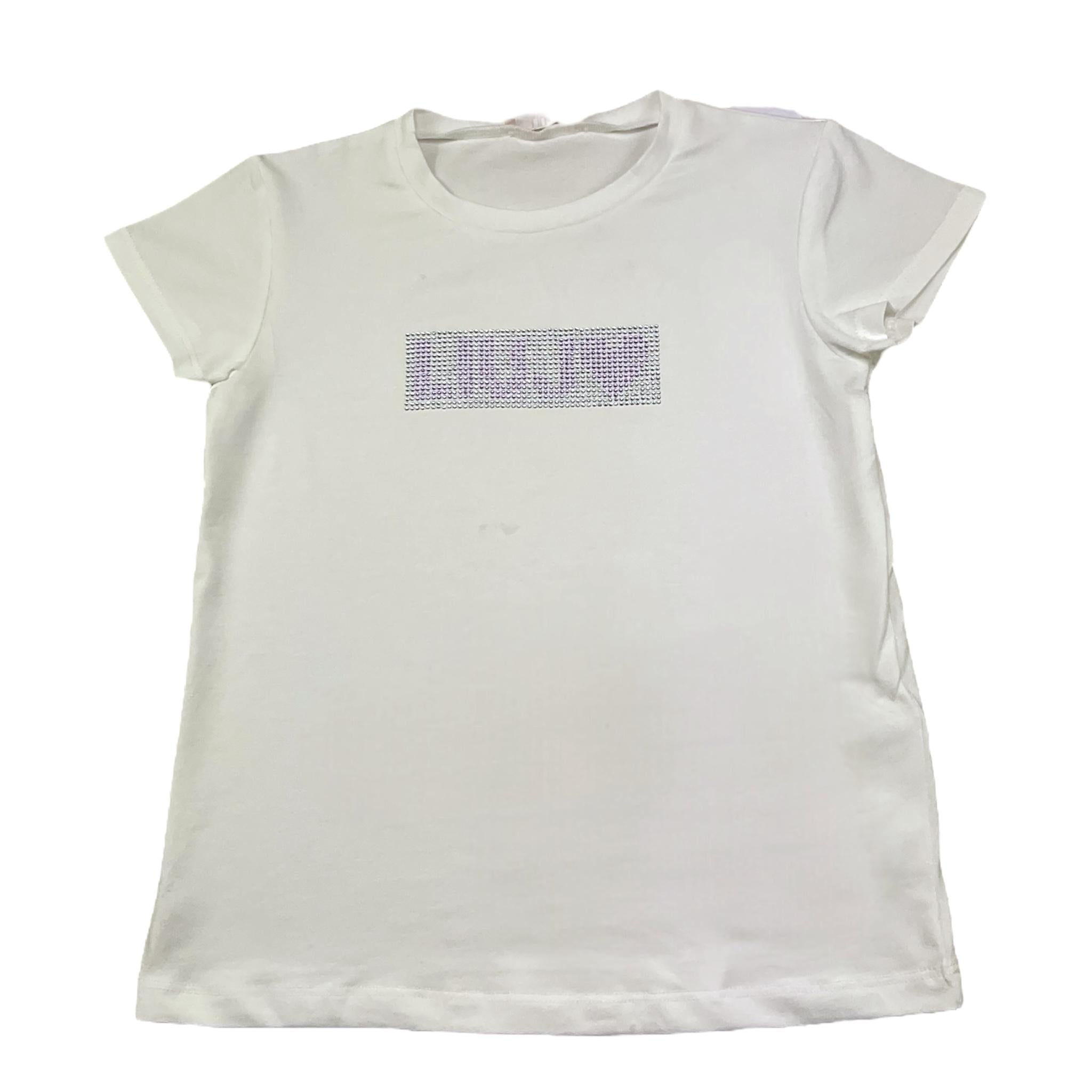 Liu Jo T-Shirt Tinta Unita con Brillantini per Bambina KA5095 BIANCO LIU JO 