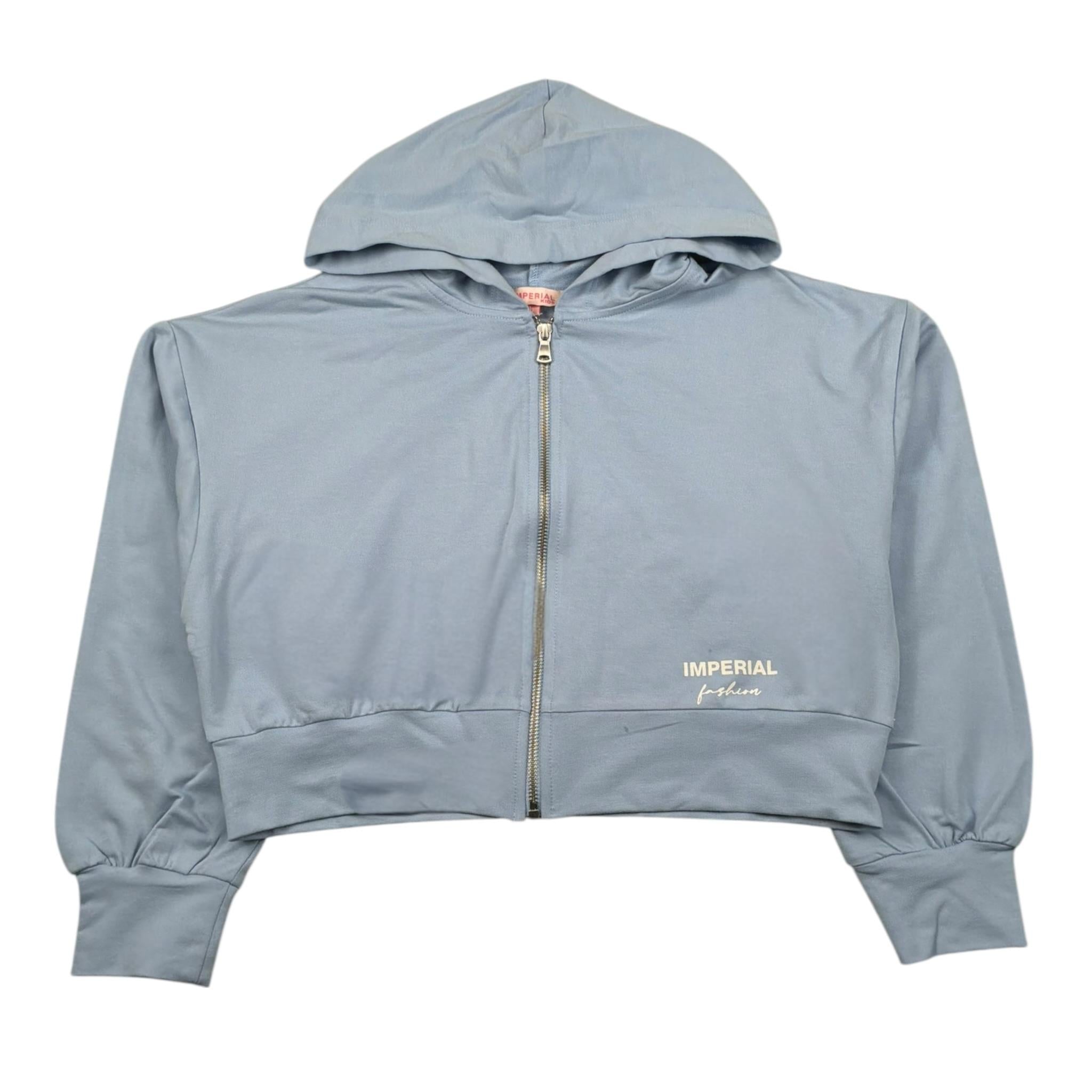 Imperial Felpa con Zip E Cappuccio Tinta Unita per Bambina LK08042G75 AZZURRO IMPERIAL 