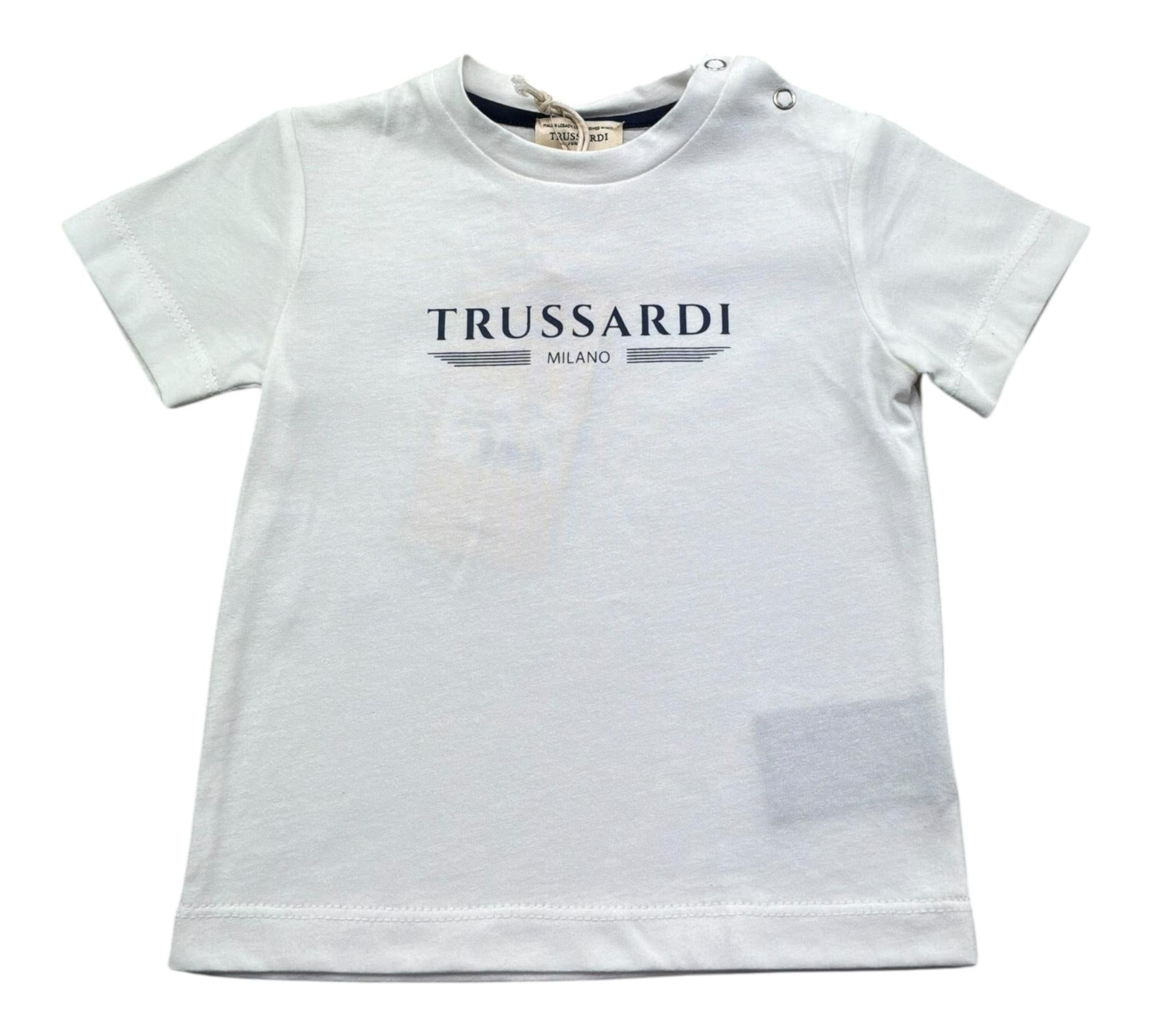 Trussardi T-Shirt Girocollo Tinta Unita con Stampe per Neonato TIP26035TS BIANCO TRUSSARDI 
