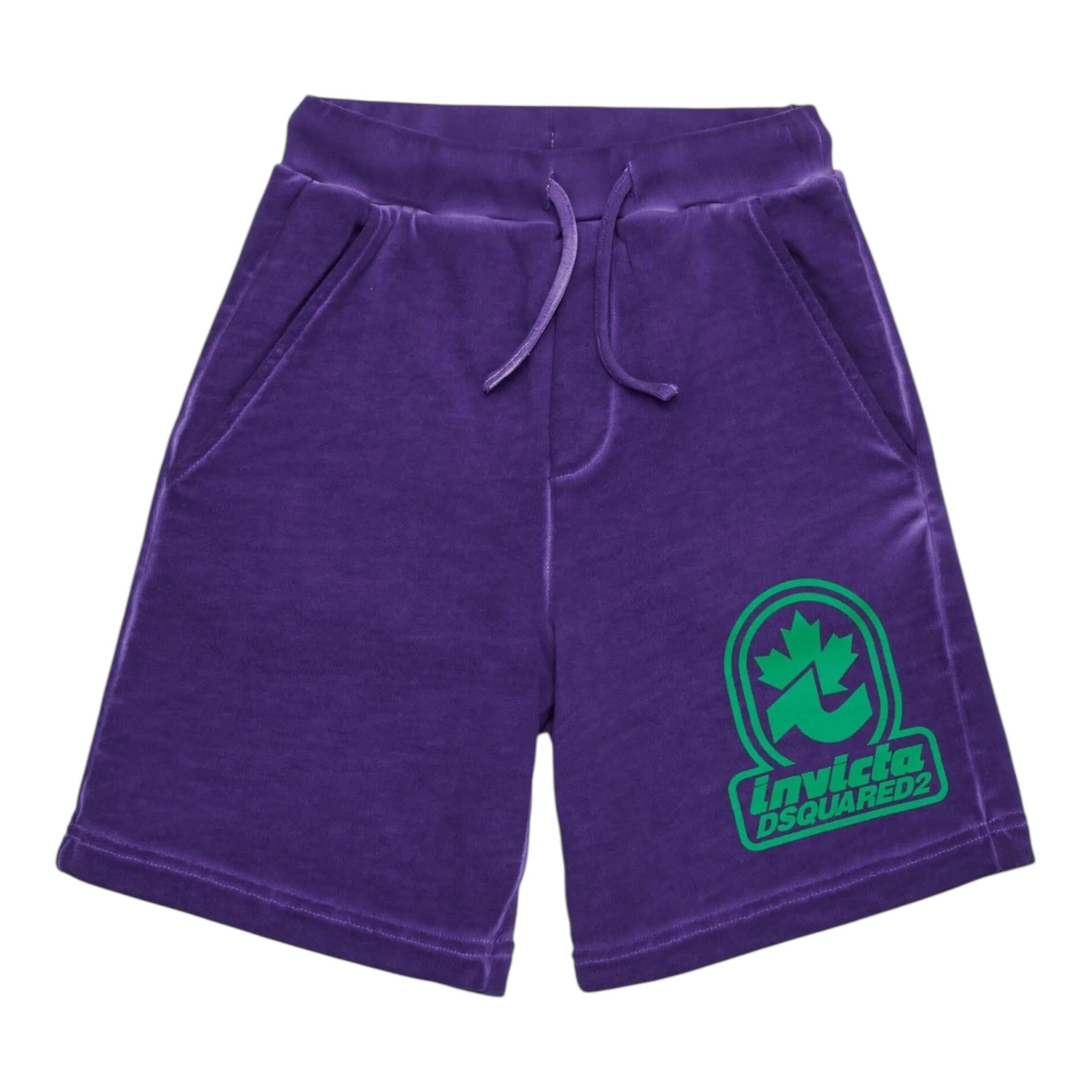 Dsquared2 Bermuda Tuta Tinta Unita con Collaborazione Invicta per Bambino DQ2908 VIOLA DSQUARED2 