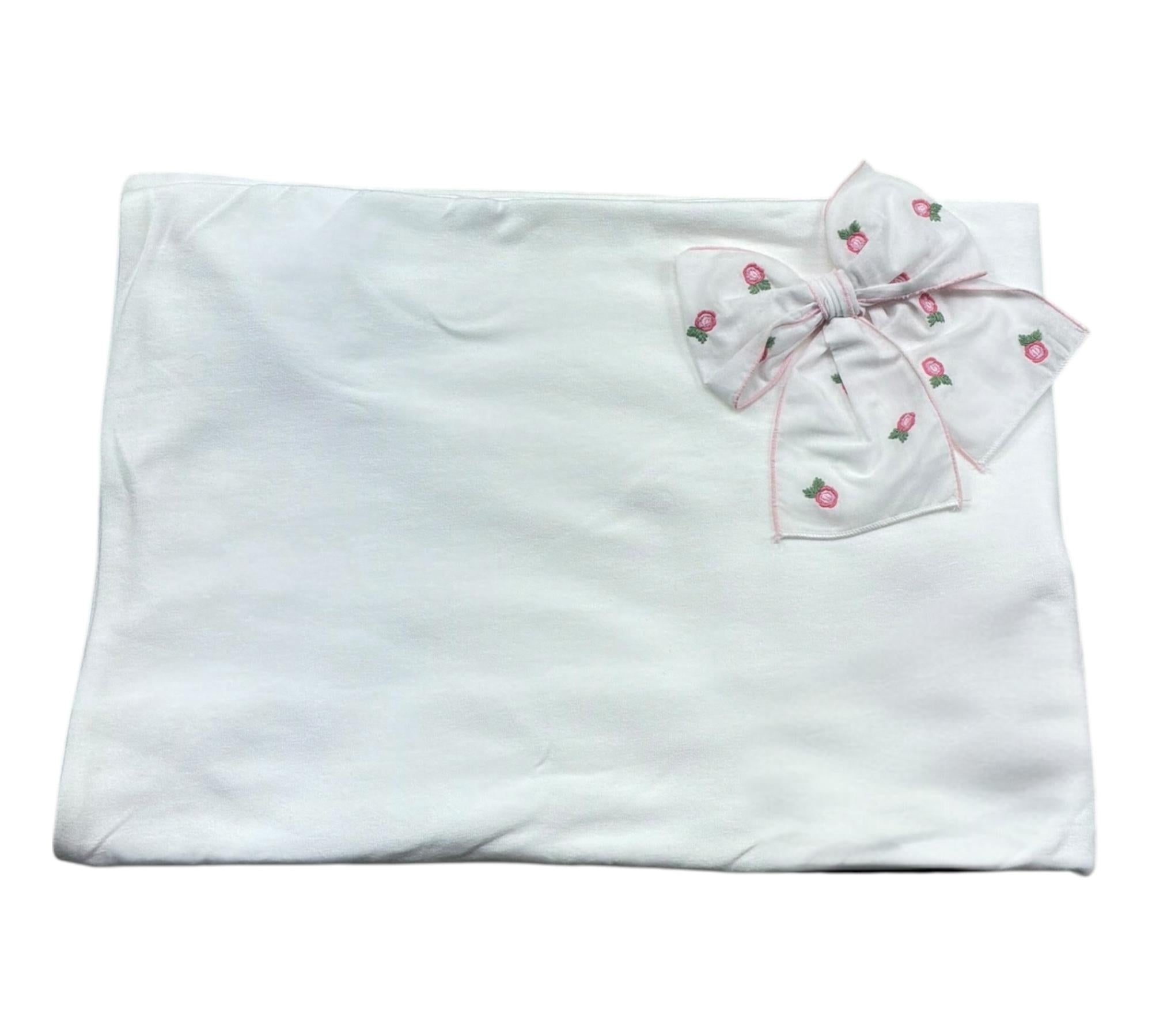 Le Bebe Coperta Tinta Unita con Fiocco per Neonata BG6219 BIANCO LE BEBE 