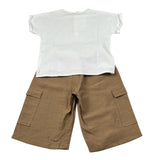 Barcellino Completo 2 Pezzi T-Shirt-Pantalone Bicolore per Bambina 120412 BIANCO/BEIGE BARCELLINO 