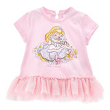 Monnalisa Maxi T-Shirt Girocollo Tinta Unita con Brillantini per Neonata 39E615 ROSA MONNALISA 