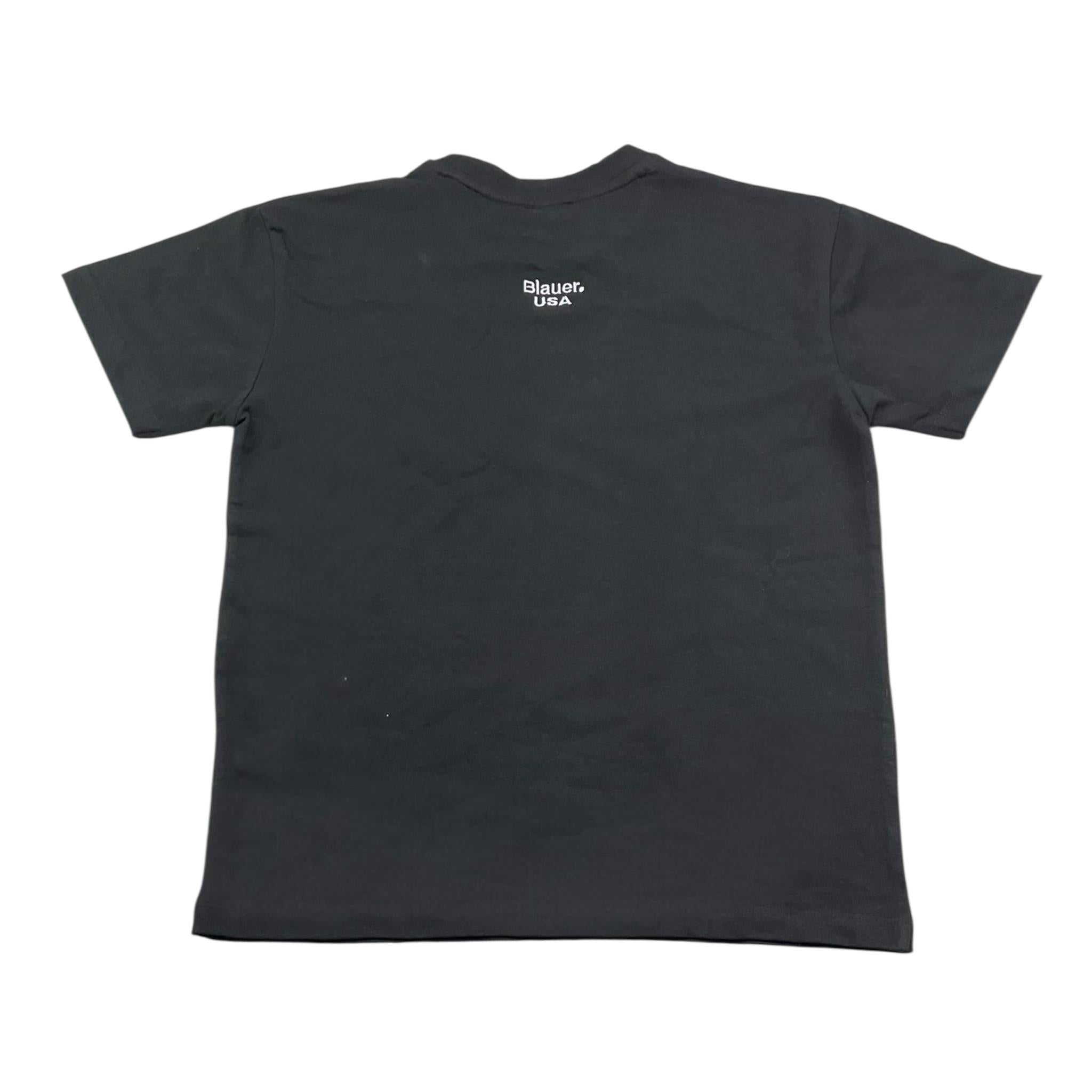 Blauer T-Shirt Tinta Unita Girocollo con Stampa per Bambino 25SBLKH02566 NERO BLAUER 