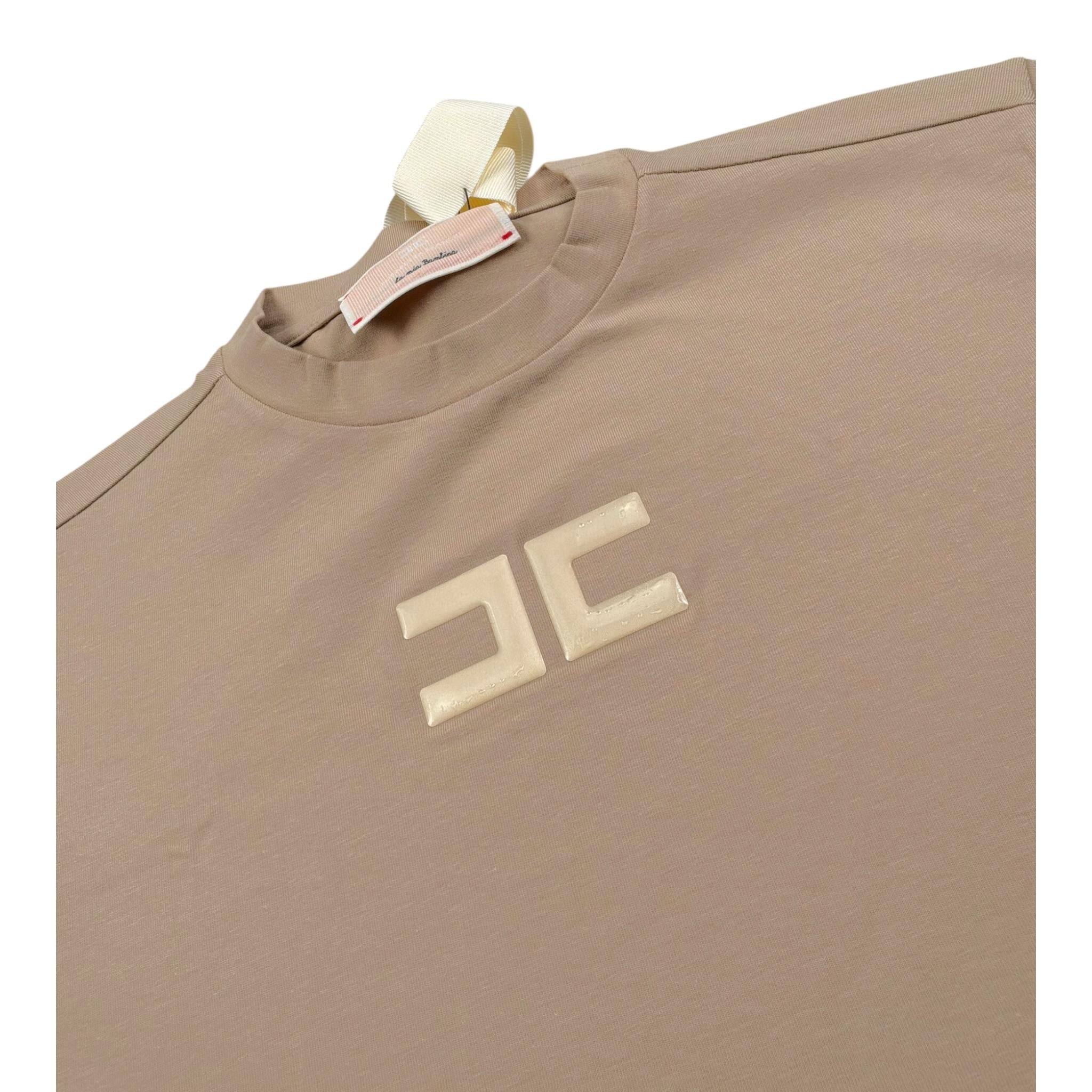 Elisabetta Franchi T-Shirt Tinta Unita con Logo per Bambina EFTS207 SABBIA ELISABETTA FRANCHI 