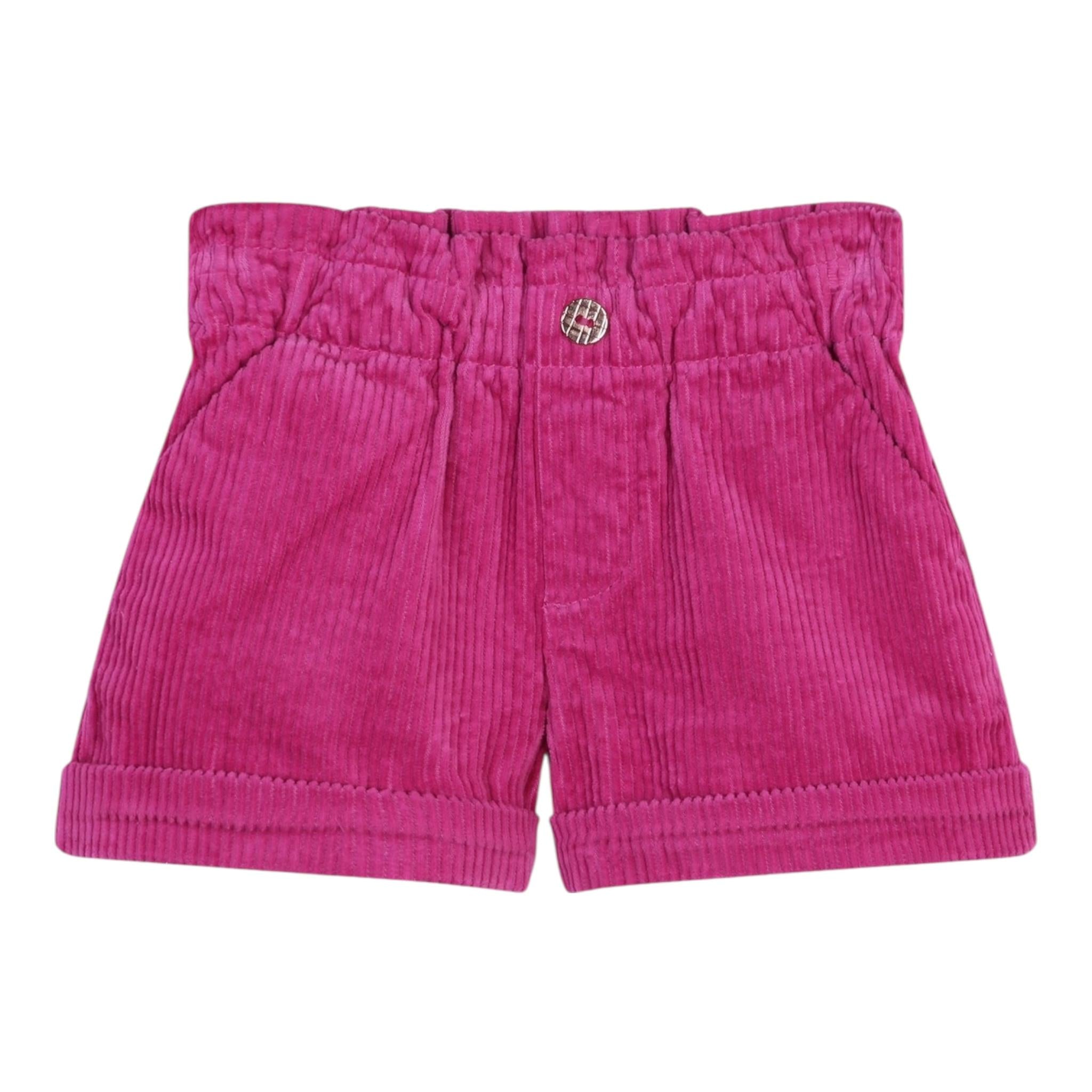 CARRE'MENT BEAU short tinta unita in camoscio Fuxia per Neonata Y30208 FUXIA CARRE'MENT BEAU 