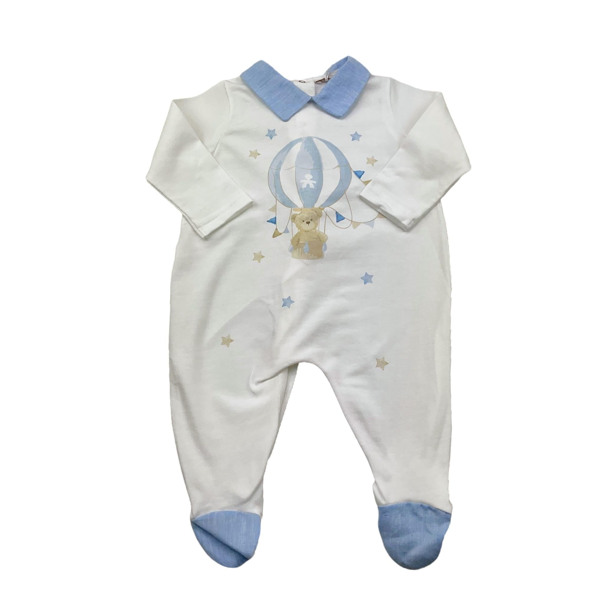 Le Bebe' Tutina Tinta Unita con Stampa E Colletto per Neonato LBB4888 BIANCO LE BEBE' 