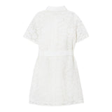 Michael Kors Abito Mezza Manica Tinta Unita con Ricami per Bambina R30295 BIANCO MICHAEL KORS 