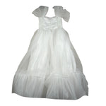Notaro Of Kids Abito Giromanica Tinta Unita con Tulle per Bambina K22106 BIANCO NOTARO OF KIDS 