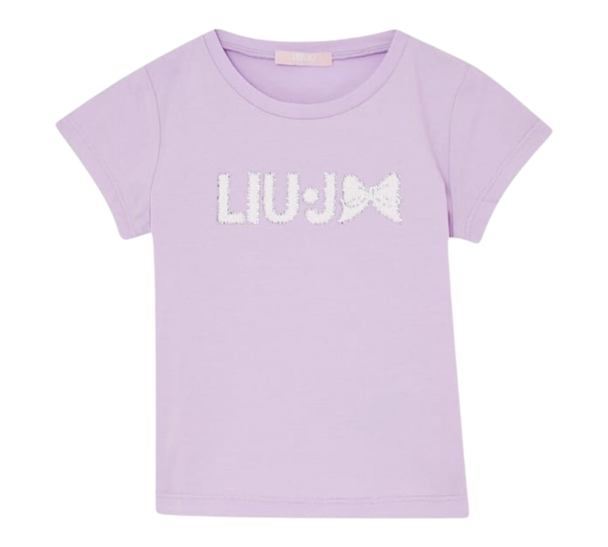 Liu Jo T-Shirt Girocollo Tinta Unita con Brillantini per Neonata KA5081NX LILLA LIU JO 