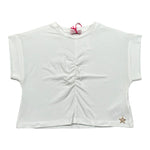 Kaos T-Shirt Girocollo Tinta Unita con Arriccio per Bambina KS185 BIANCO KAOS 