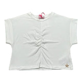 Kaos T-Shirt Girocollo Tinta Unita con Arriccio per Bambina KS185 BIANCO KAOS 