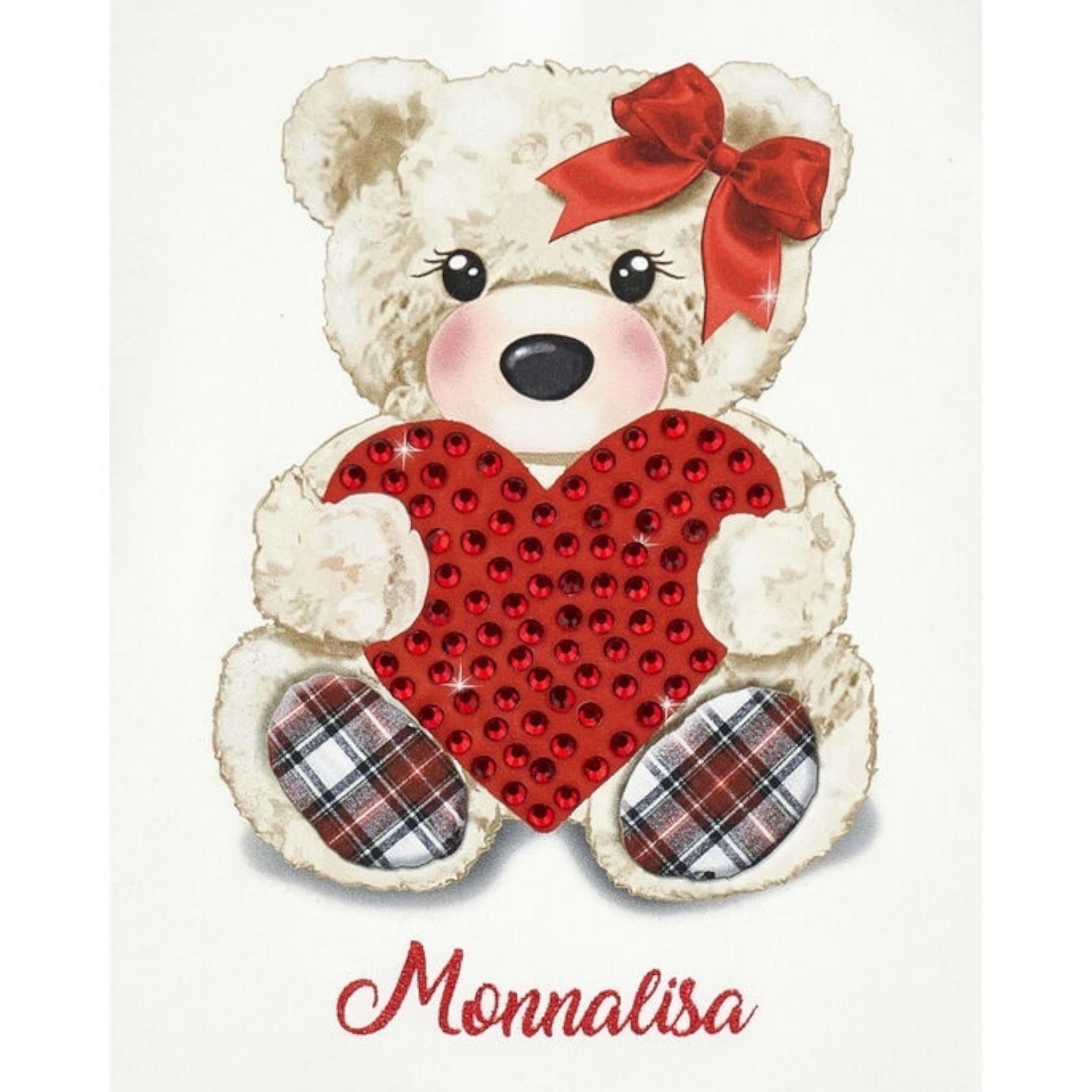 Monnalisa Shirt Tinta Unita con Stampa E Brillantini per Neonata 39D626 BIANCO MONNALISA 