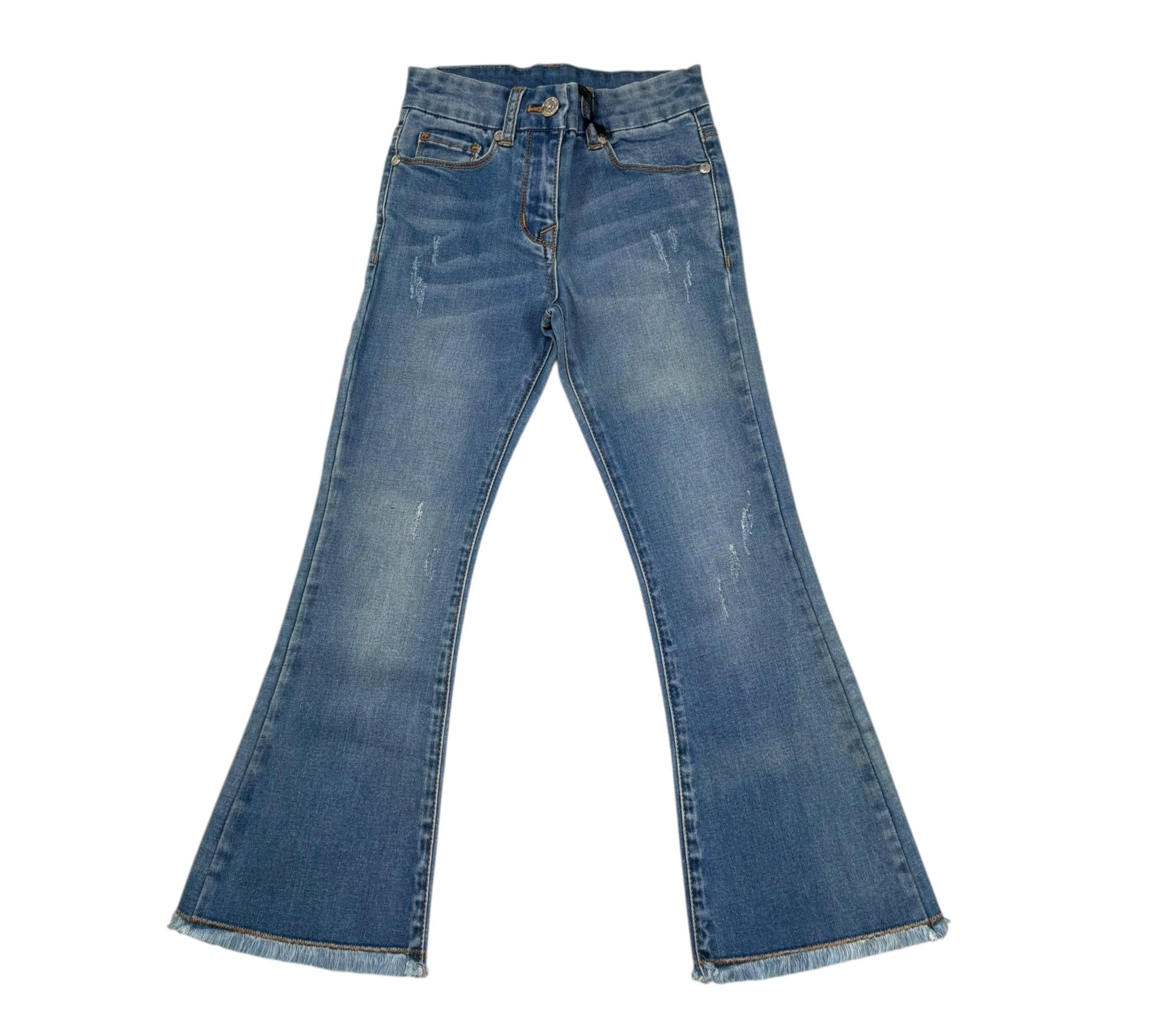 Monnalisa Jeans Tinta Unita Modello Zampa per Bambina 171402 AZZURRO MONNALISA 